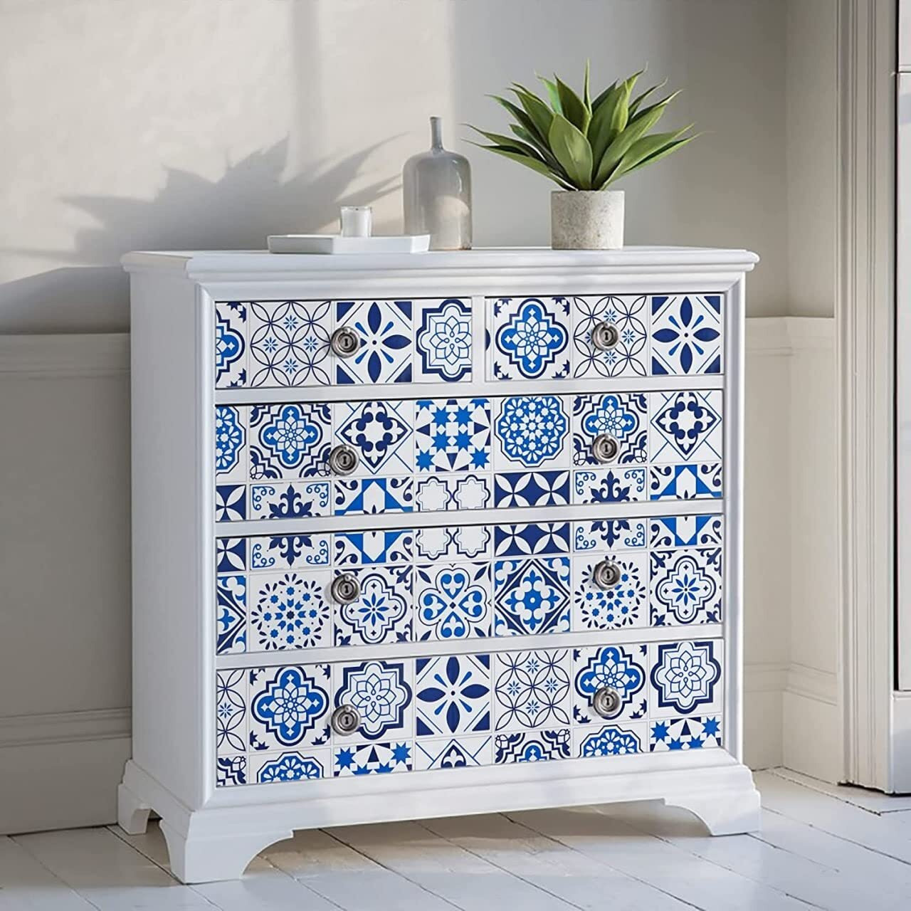Nareval Kitchen Wallpaper Self Adhesive Wallpaper Wallpaper For Kitchen Furniture Wallpaper Waterproof Kitchen Backsplash Wallpaper Stickers (Size 60 * 200 Cm) (Blue Floral J4)