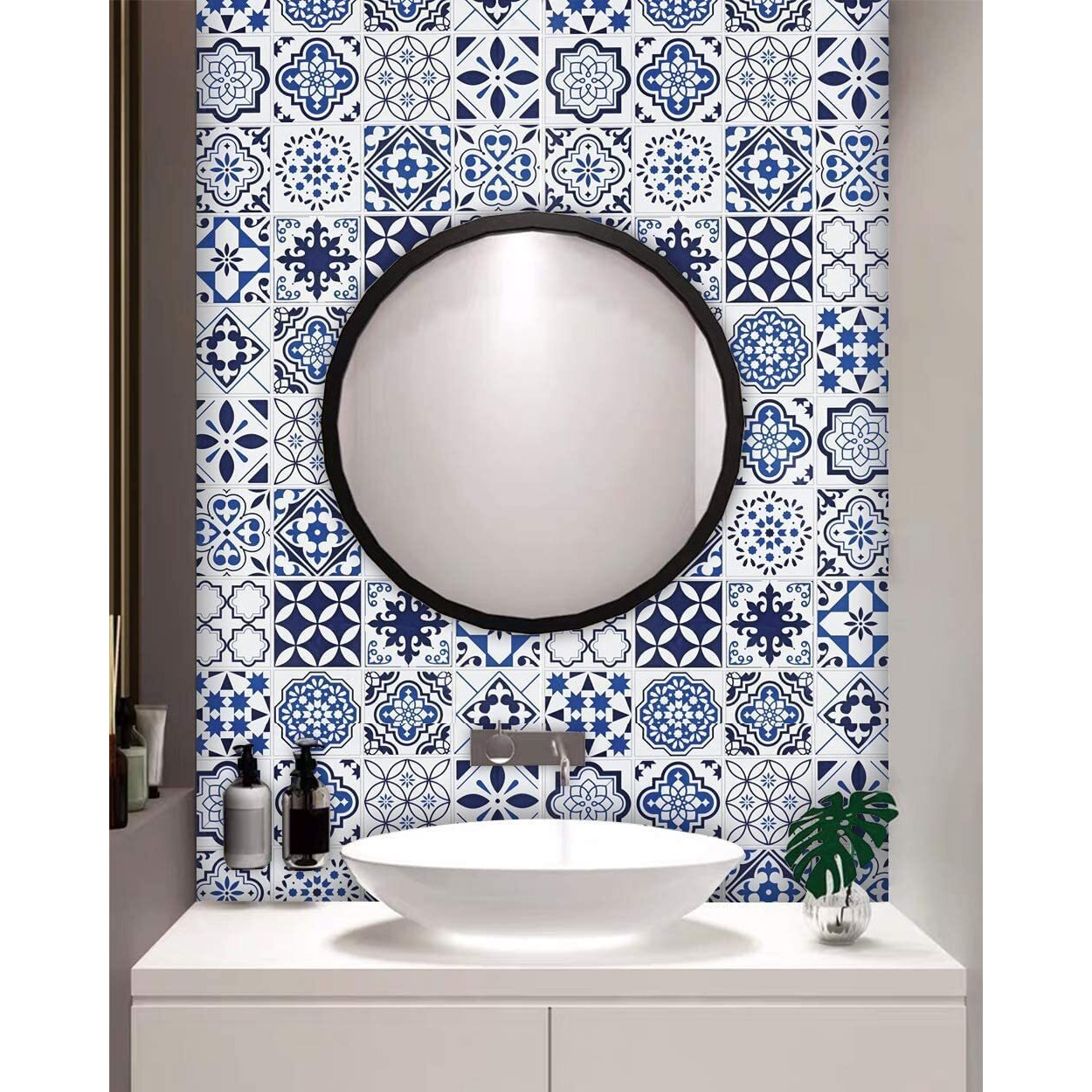 Nareval Kitchen Wallpaper Self Adhesive Wallpaper Wallpaper For Kitchen Furniture Wallpaper Waterproof Kitchen Backsplash Wallpaper Stickers (Size 60 * 200 Cm) (Blue Floral J4)