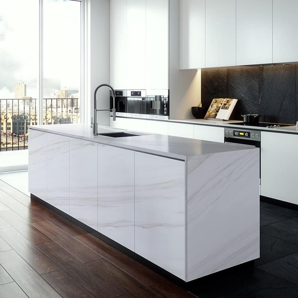 Nareval White Marble Wallpaper Kitchen Wallpaper Self Adhesive Wallpaper Wallpaper Oil Proof Waterproof Wallpaper For Walls Living Room Marble Wallpaper (Size 60 * 200 Cm) (White Marble J3)