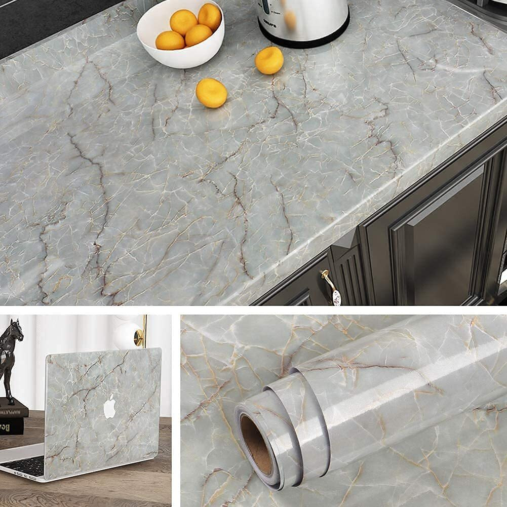Nareval Gray Marble Wallpaper Kitchen Wallpaper For Furniture Self Adhesive Wallpaper Kitchen Wallpaper Oil Proof Waterproof Wallpaper For Walls Kitchen Wallpaper Sticker ( Size 60*200 Cm) (Gray Marble J2)