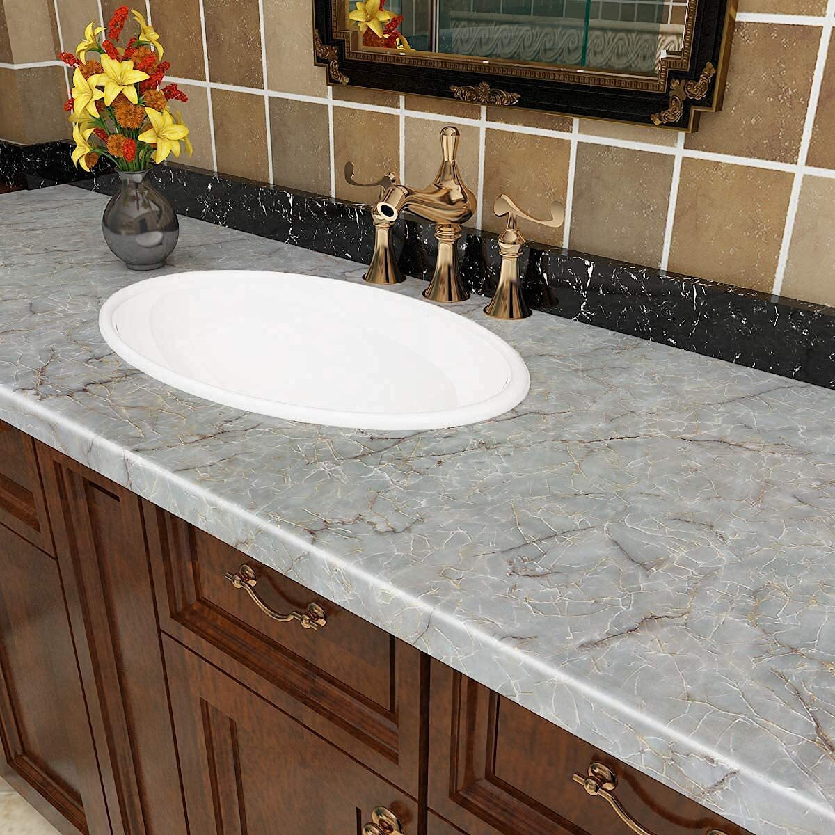 Nareval Gray Marble Wallpaper Kitchen Wallpaper For Furniture Self Adhesive Wallpaper Kitchen Wallpaper Oil Proof Waterproof Wallpaper For Walls Kitchen Wallpaper Sticker ( Size 60*200 Cm) (Gray Marble J2)