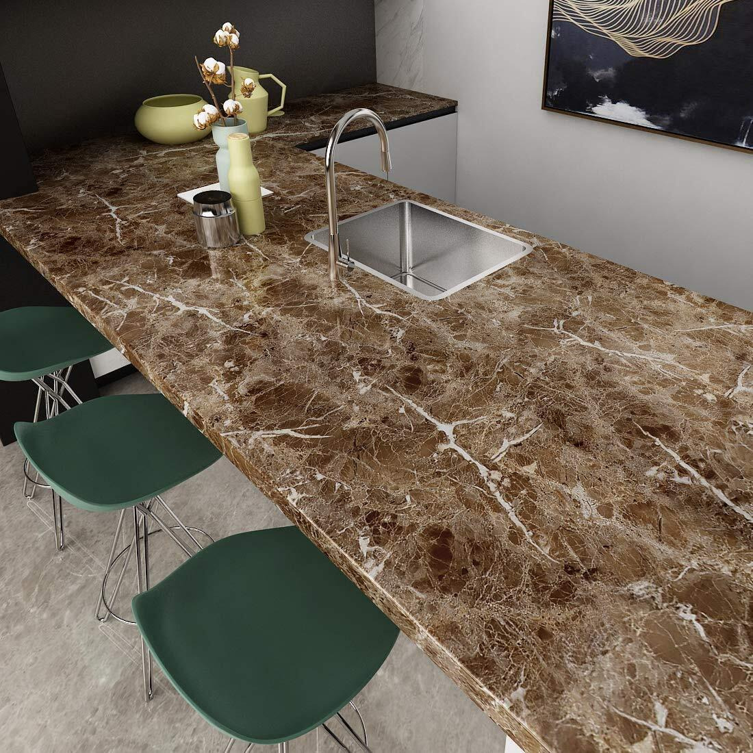 Nareval Wallpaper For Kitchen Kitchen Wallpaper Oil Proof Waterproof Furniture Kitchen Wallpaper Self Adhesive Wallpaper Marble Wallpaper (Size 60 * 200 Cm) (Dark Coffee J4)