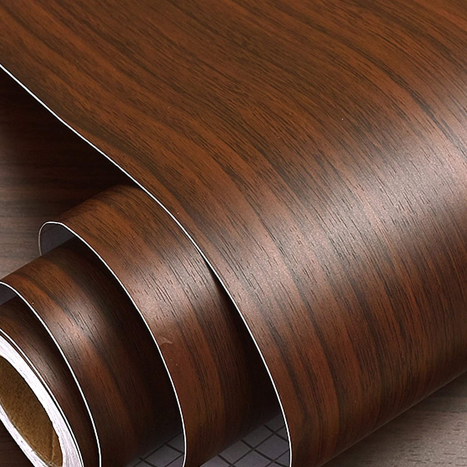 Nareval Wooden Look Wallpaper Furniture Wallpaper Kitchen Wallpaper Oil Proof Waterproof Peel And Stick Wallpaper For Door/Almirah/Fridge/Tabletop/Wall, Floor (Size 60 * 200 Cm) (Dark Wood J3)