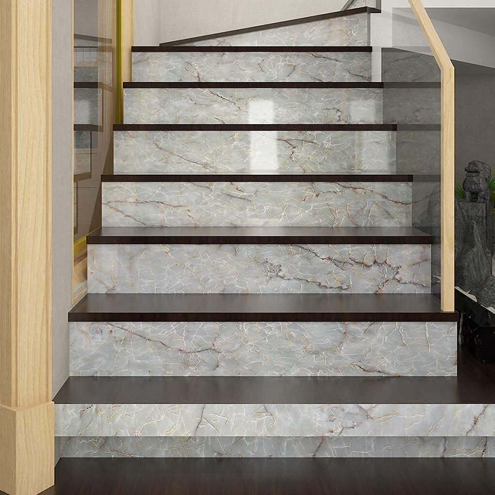 Nareval Gray Wallpaper For Kitchen Furniture Wallpaper Waterproof Gray Marble Wallpaper Kitchen Wall Stickers Vinyl Table Sticker Wall Papers For Home (Size 60 * 200 Cm) (Gray Marble J1)