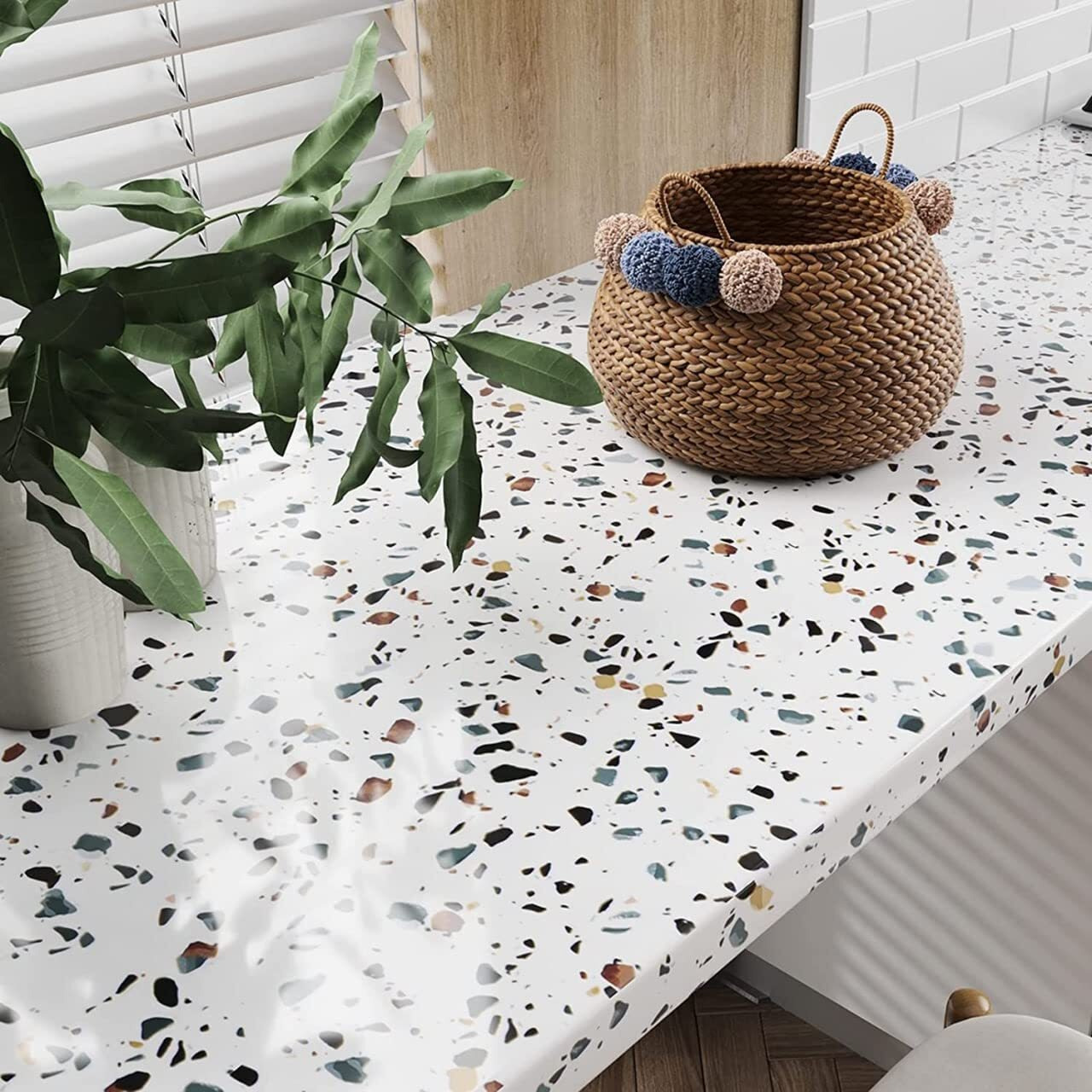 Nareval White Dot Wallpaper White Wallpaper For Kitchen Kitchen Wallpaper Oil Proof Waterproof Furniture Kitchen Wallpaper Self Adhesive Wallpaper Marble Wallpaper (Size 60 * 200 Cm) (White Dot J3)