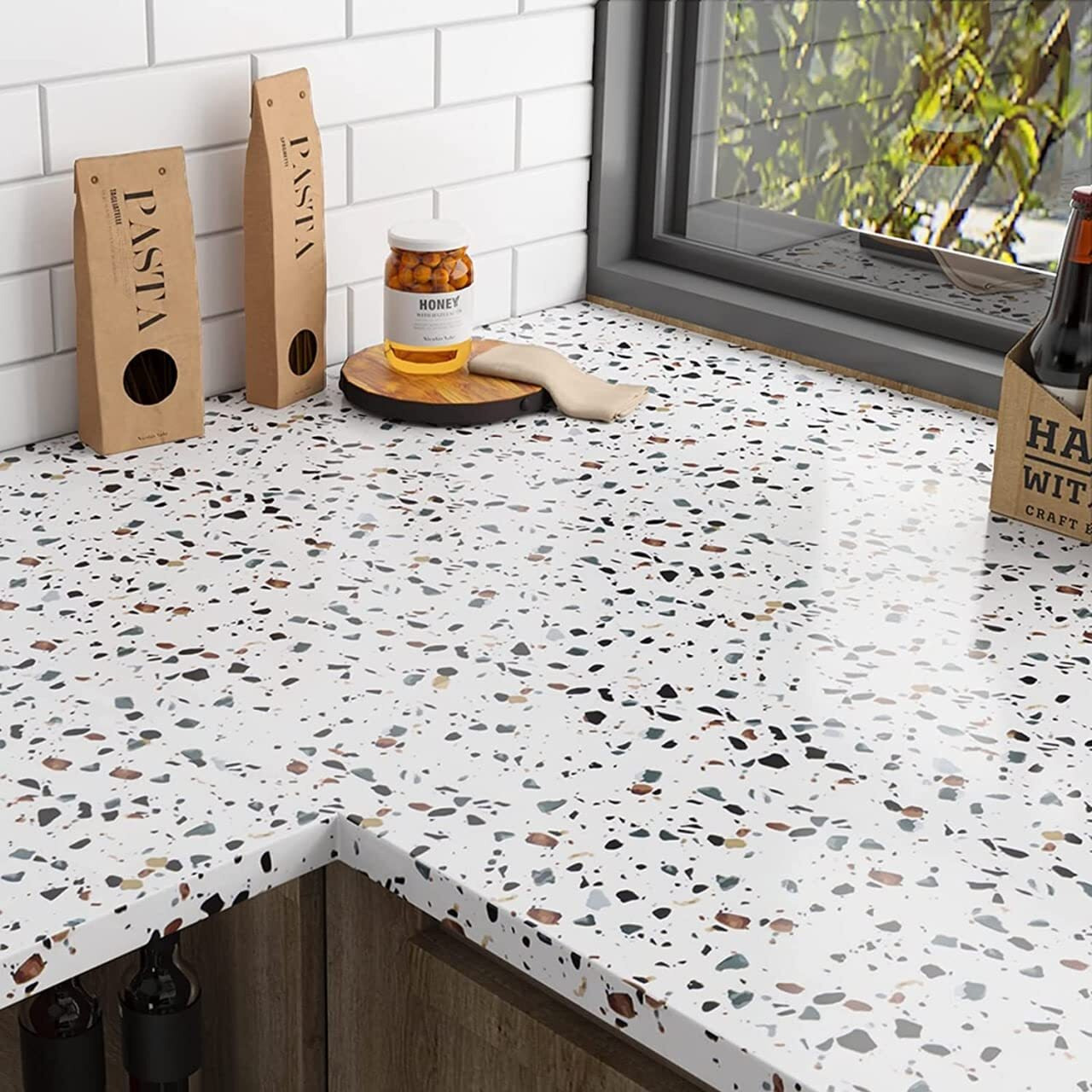 Nareval White Dot Wallpaper White Wallpaper For Kitchen Kitchen Wallpaper Oil Proof Waterproof Furniture Kitchen Wallpaper Self Adhesive Wallpaper Marble Wallpaper (Size 60 * 200 Cm) (White Dot J3)