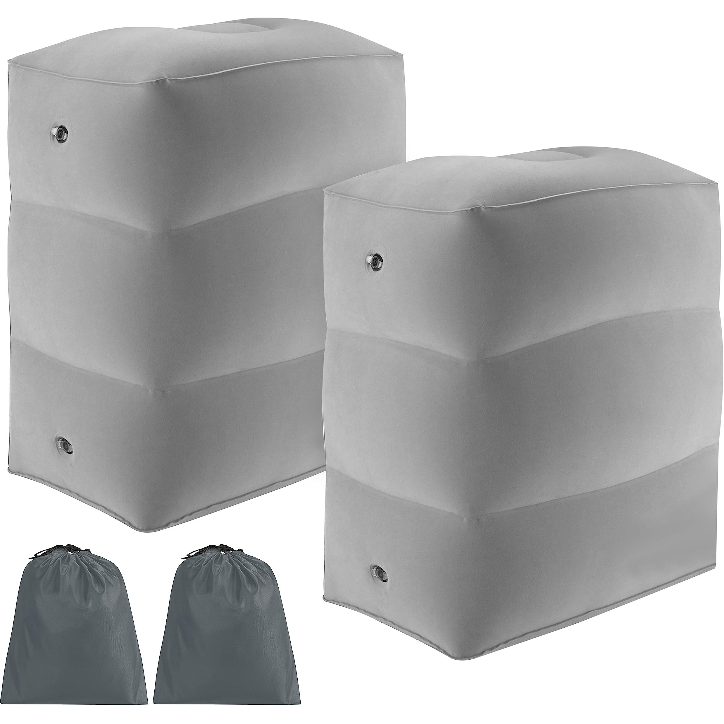 About Space Travel Foot Rest Pillow (2 Pack) - Inflatable Foot Rest With Drawstring Bag For Flight & Car - Portable & Height Adjustable Leg Rest Pillow For Kids, Adults L 40 X B 25 X H 46 Cm - Grey