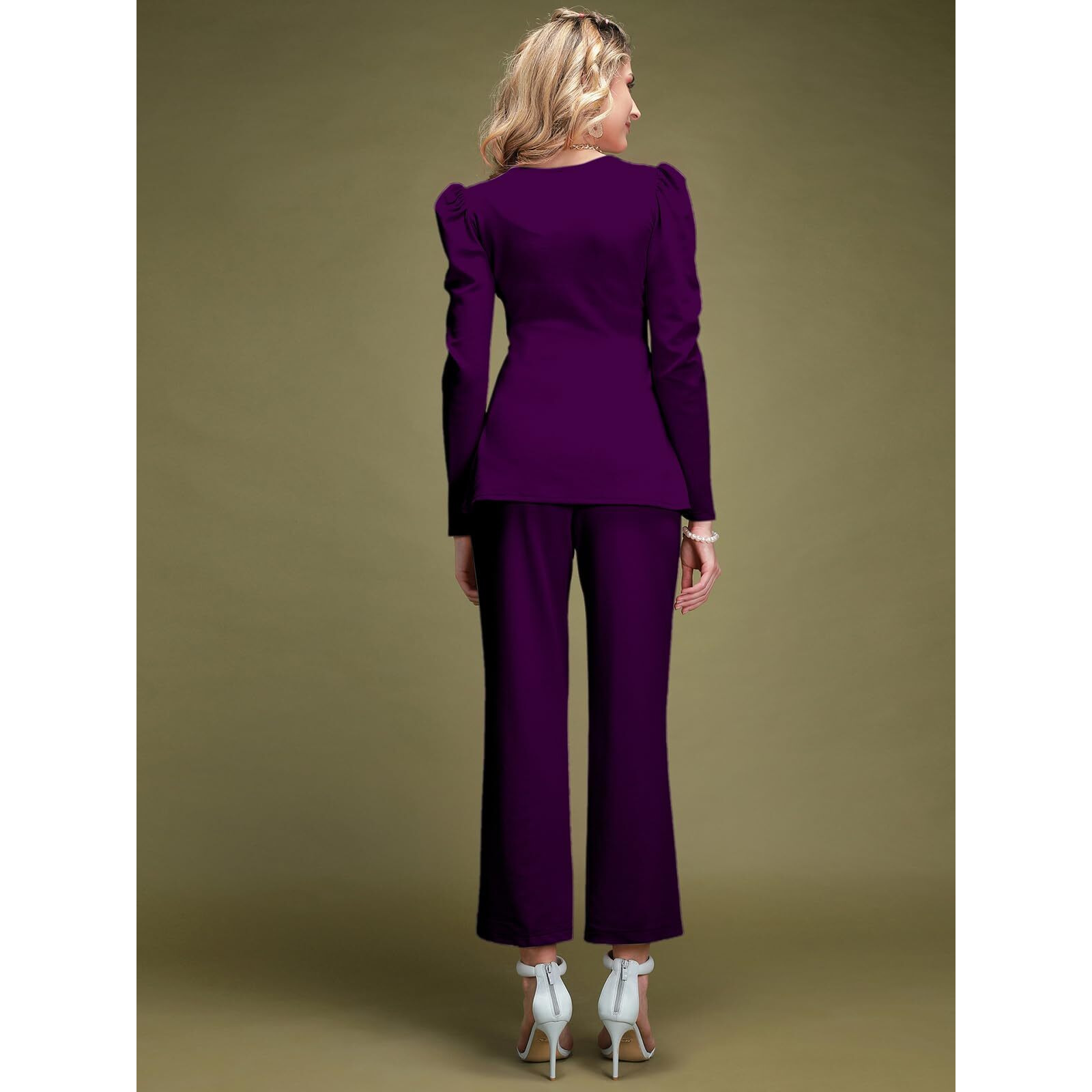 Siril Co Ord Set For Women | Co Ord Set For Women Stylish | 2 Piece Co-Ord Set | Travel Co Ord Set For Women | Office Wear Cord Set For Women (485Tk10677-S_Wine)