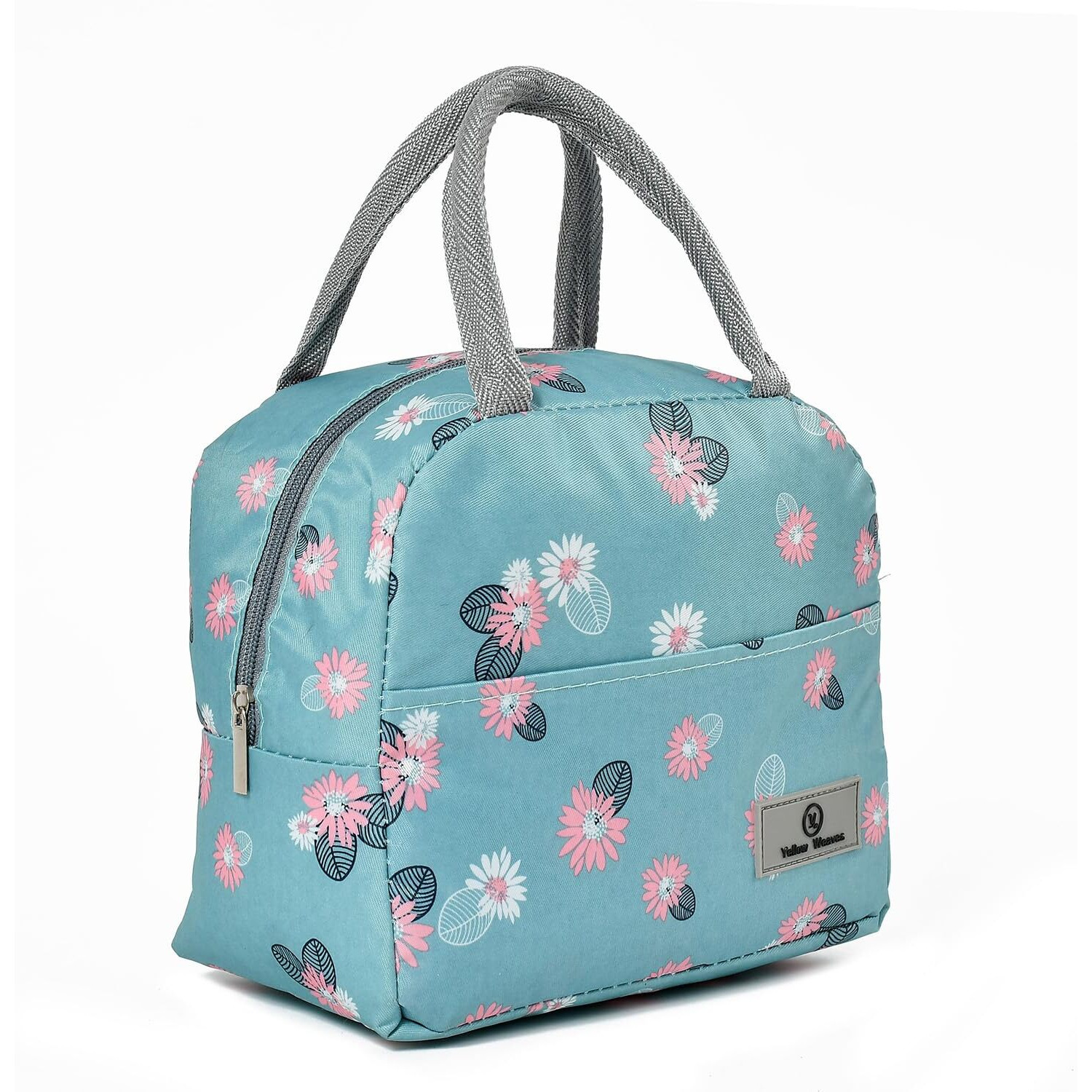 Yellow Weaves Insulated Travel Lunch/Tiffin/Storage Bag For Office, College & School Polyester, Regular Size (Greyish Blue), 0.5 Litres