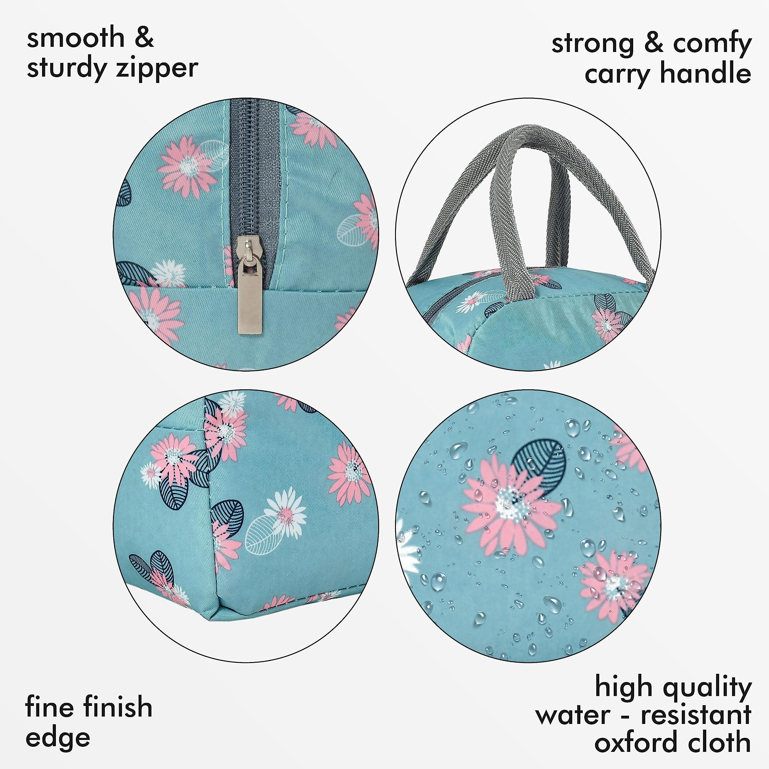 Yellow Weaves Insulated Travel Lunch/Tiffin/Storage Bag For Office, College & School Polyester, Regular Size (Greyish Blue), 0.5 Litres