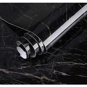 Nareval Marble Wllpaper Granite Waterproof Walpaper Self Adhesive Gloss Vinyl Film Decorative Self Adhesive Paper For Countertops Furniture Wallpaper Shelf Paper Marble Effect (Black Marble Y1)