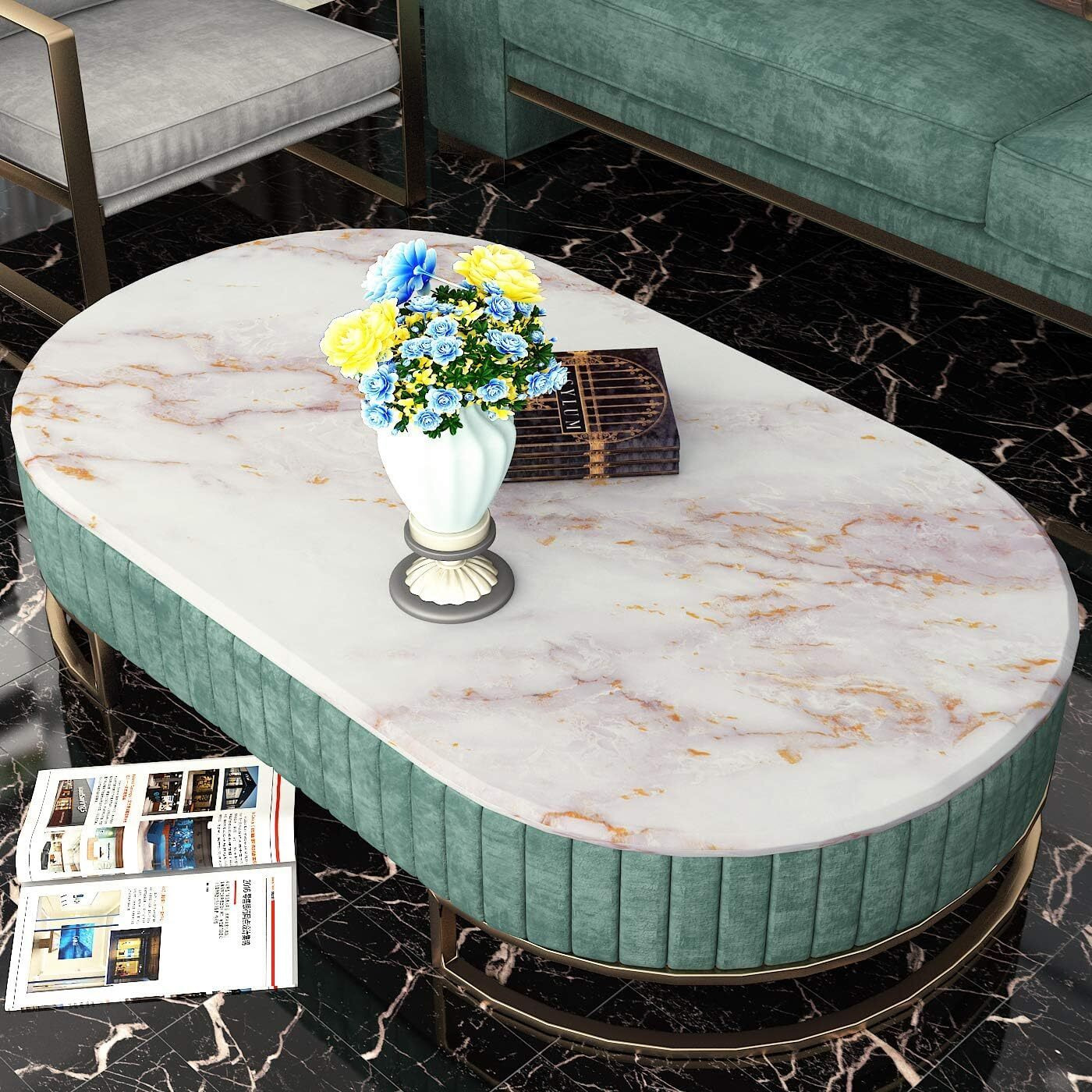 Nareval Marble Wllpaper Granite Waterproof Walpaper Self Adhesive Gloss Vinyl Film Decorative Self Adhesive Paper For Countertops Furniture Wallpaper Shelf Paper Marble Effect (White Gold Y1)