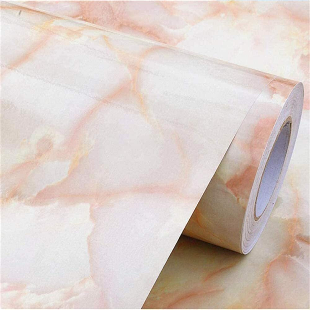Nareval Marble Wllpaper Granite Waterproof Walpaper Self Adhesive Gloss Vinyl Film Decorative Self Adhesive Paper For Countertops Furniture Wallpaper Shelf Paper Marble Effect (Orange Marble Y3)