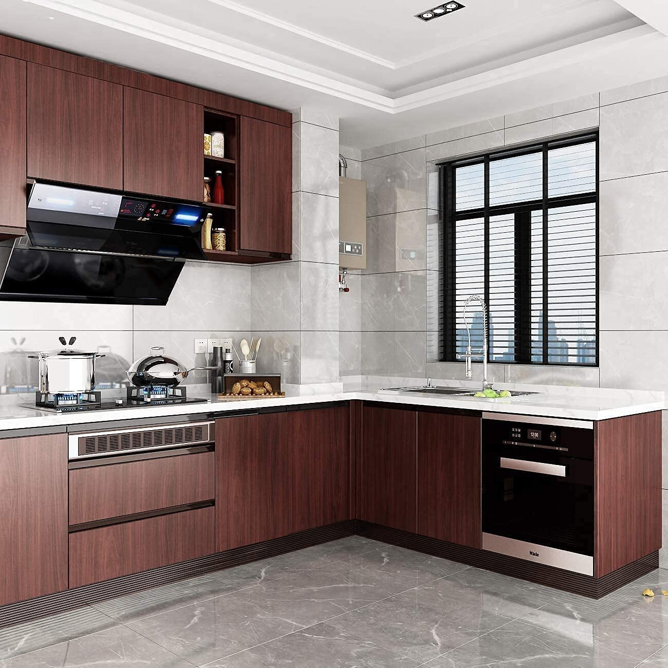 Nareval Marble Wllpaper Granite Waterproof Walpaper Self Adhesive Gloss Vinyl Film Decorative Self Adhesive Paper For Countertops Furniture Wallpaper Shelf Paper Marble Effect (Dark Wood Y3)