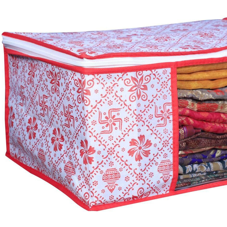 Acnos Premium Metalic Red Design White Chain 1 Piece Non Woven Large Size Cloth Cover Set Pack Of 1