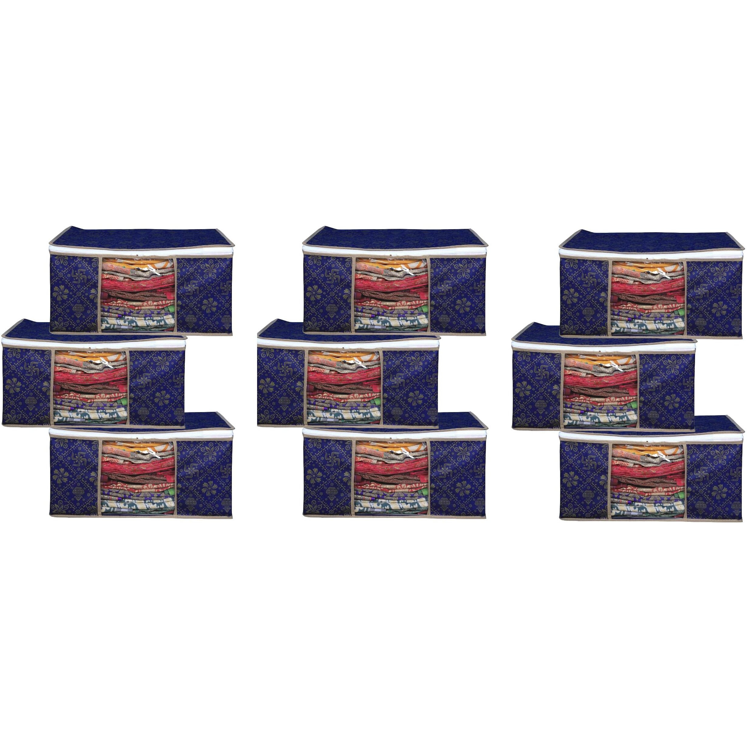 Acnos Premium Metalic Blue Design White Chain 9 Piece Non Woven Large Size Cloth Cover Set Pack Of 9