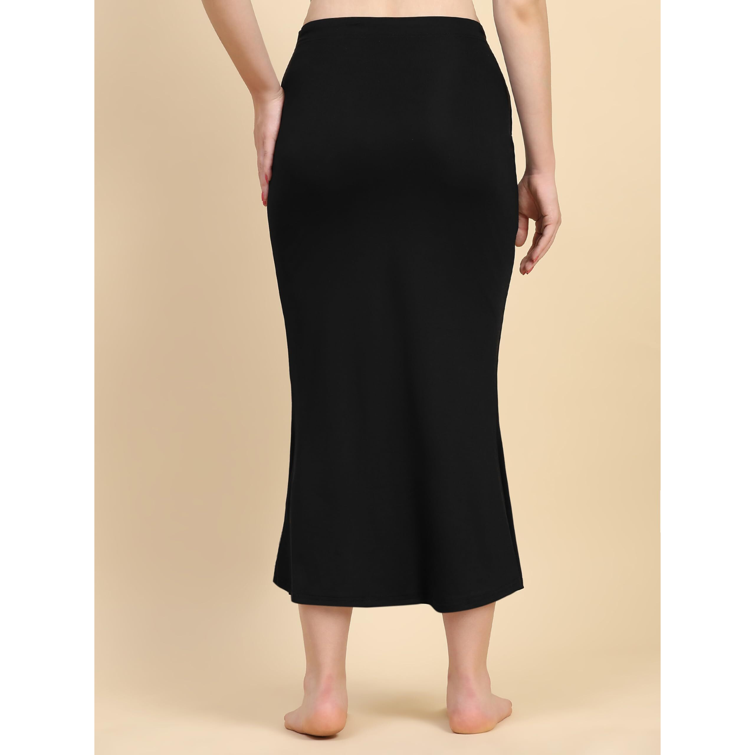 Trendmalls Women's Polyester Spandex Saree Shapewear Petticoat For Women, Cotton Blended,Petticoat,Skirts For Women,Shape Wear Dress For Saree Shaper Black