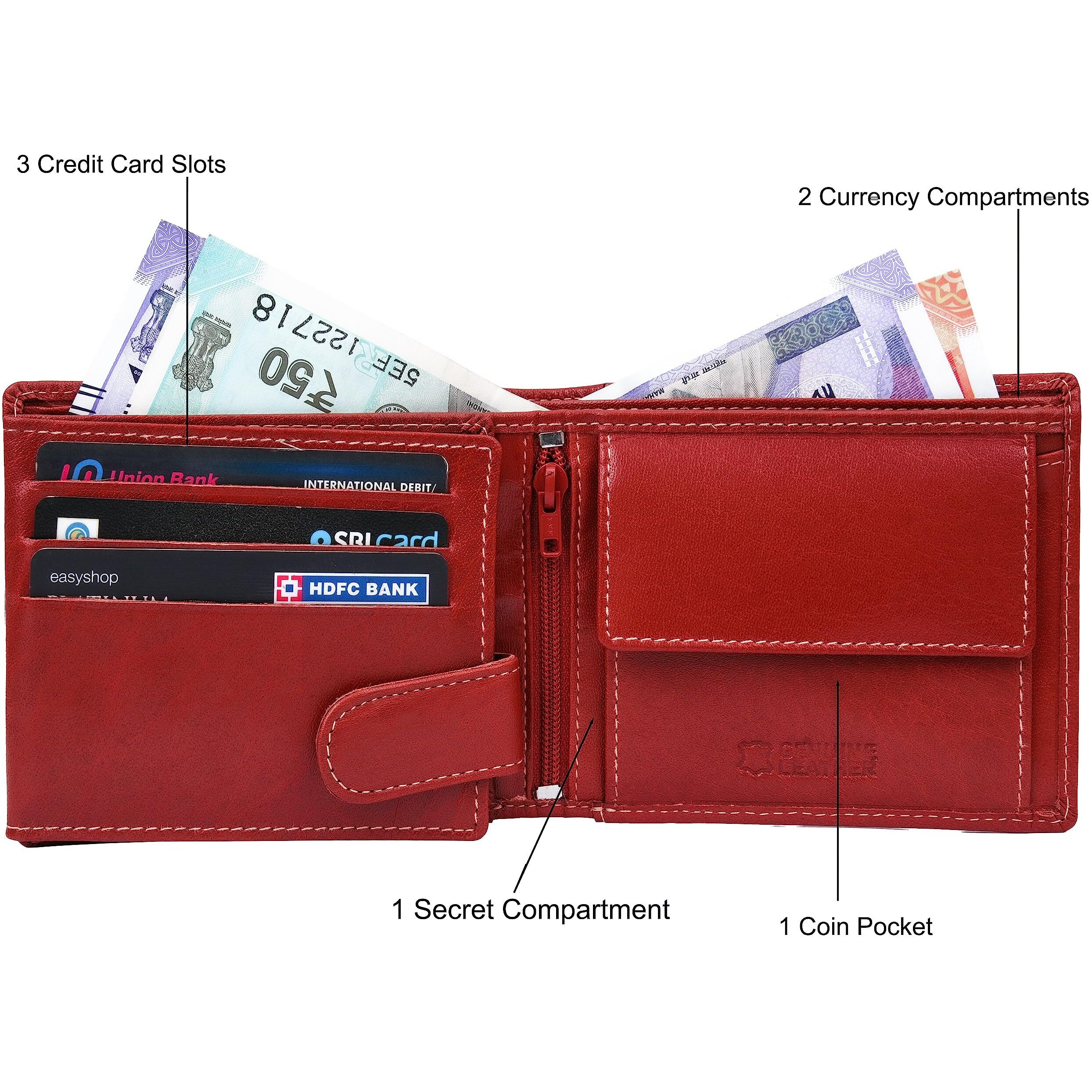Urban Forest Oliver Aniline Red Leather Wallet For Men