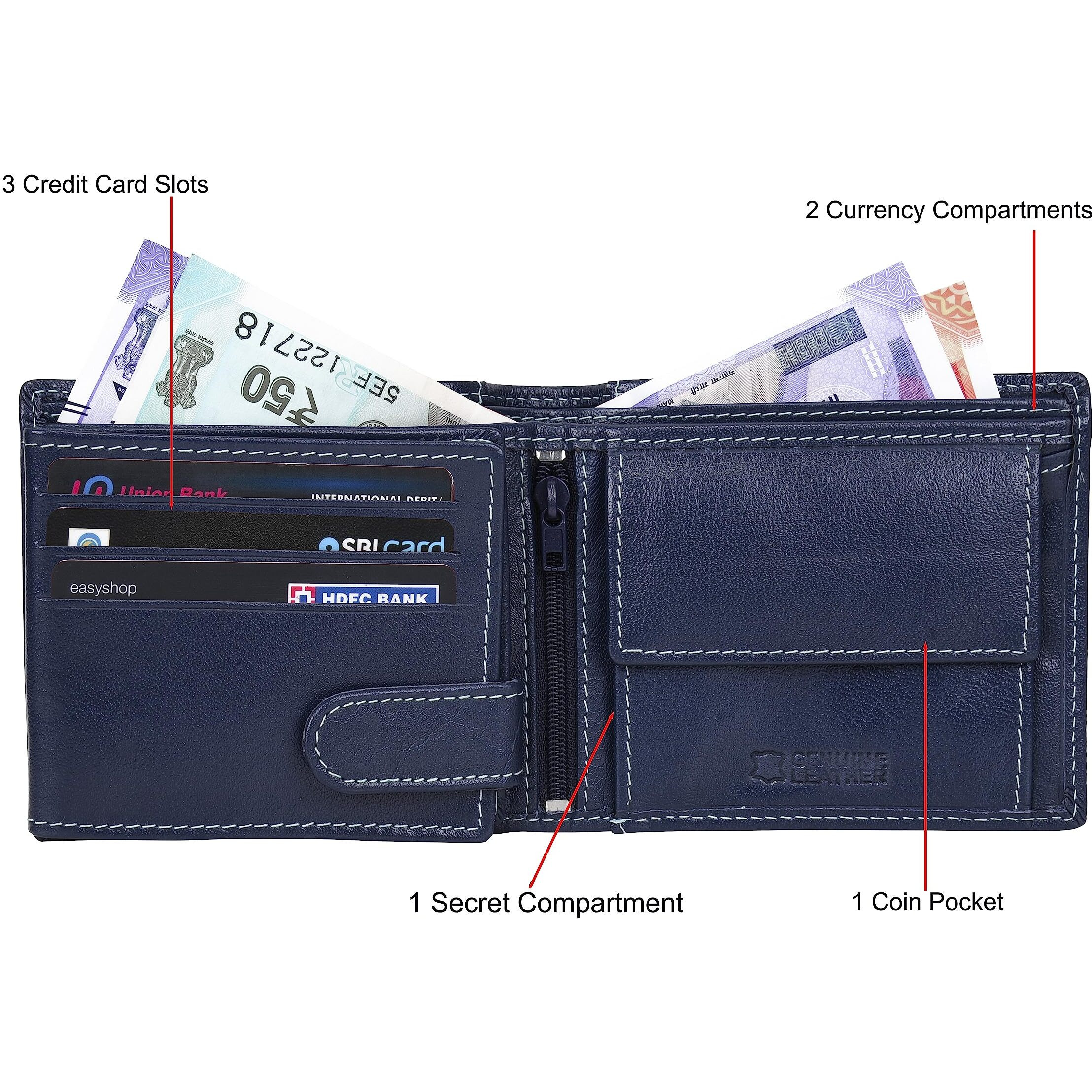 Urban Forest Oliver Aniline Blue Leather Wallet For Men