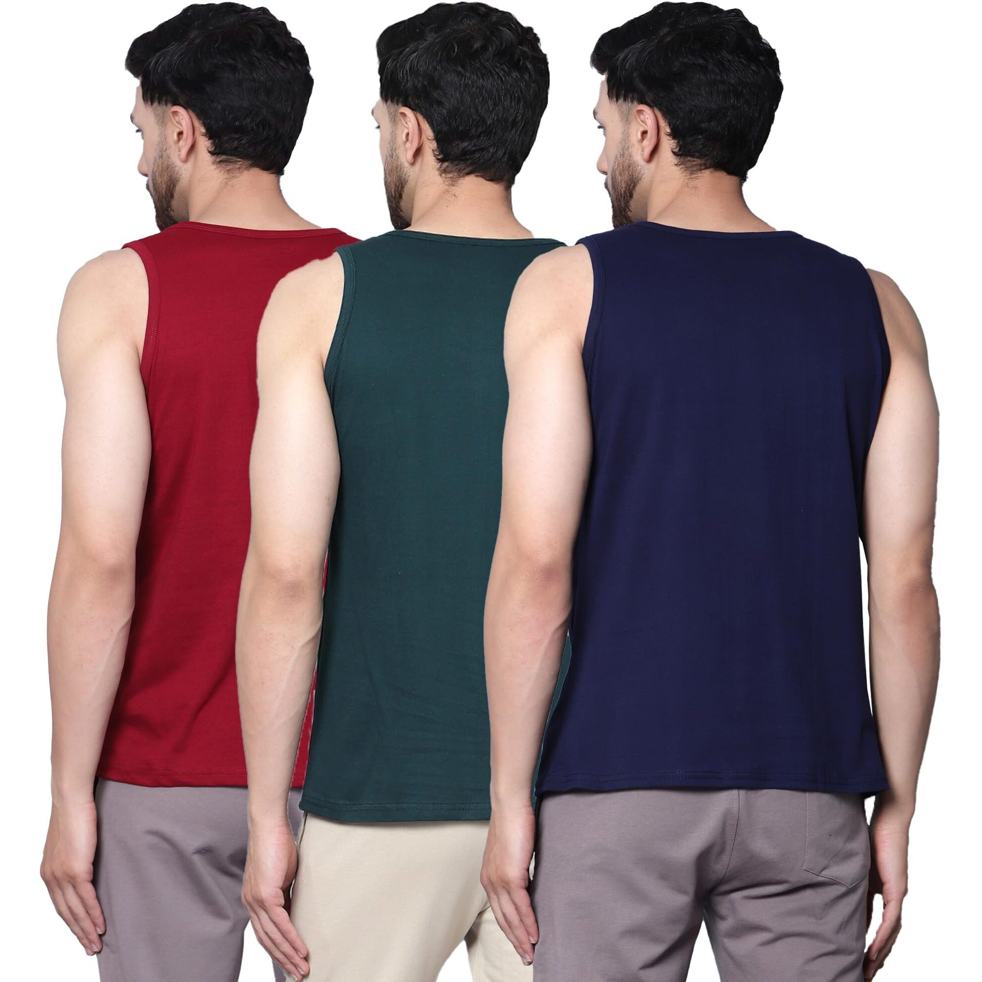 Teex Designer Men Vest Versatile Cotton Sando/Baniyan/Ganji For Boys - Perfect For Gym Workouts, Vacations, And Beaches (In, Alpha, 2Xl, Regular, Bottle Green, Maroon, Navy Blue)
