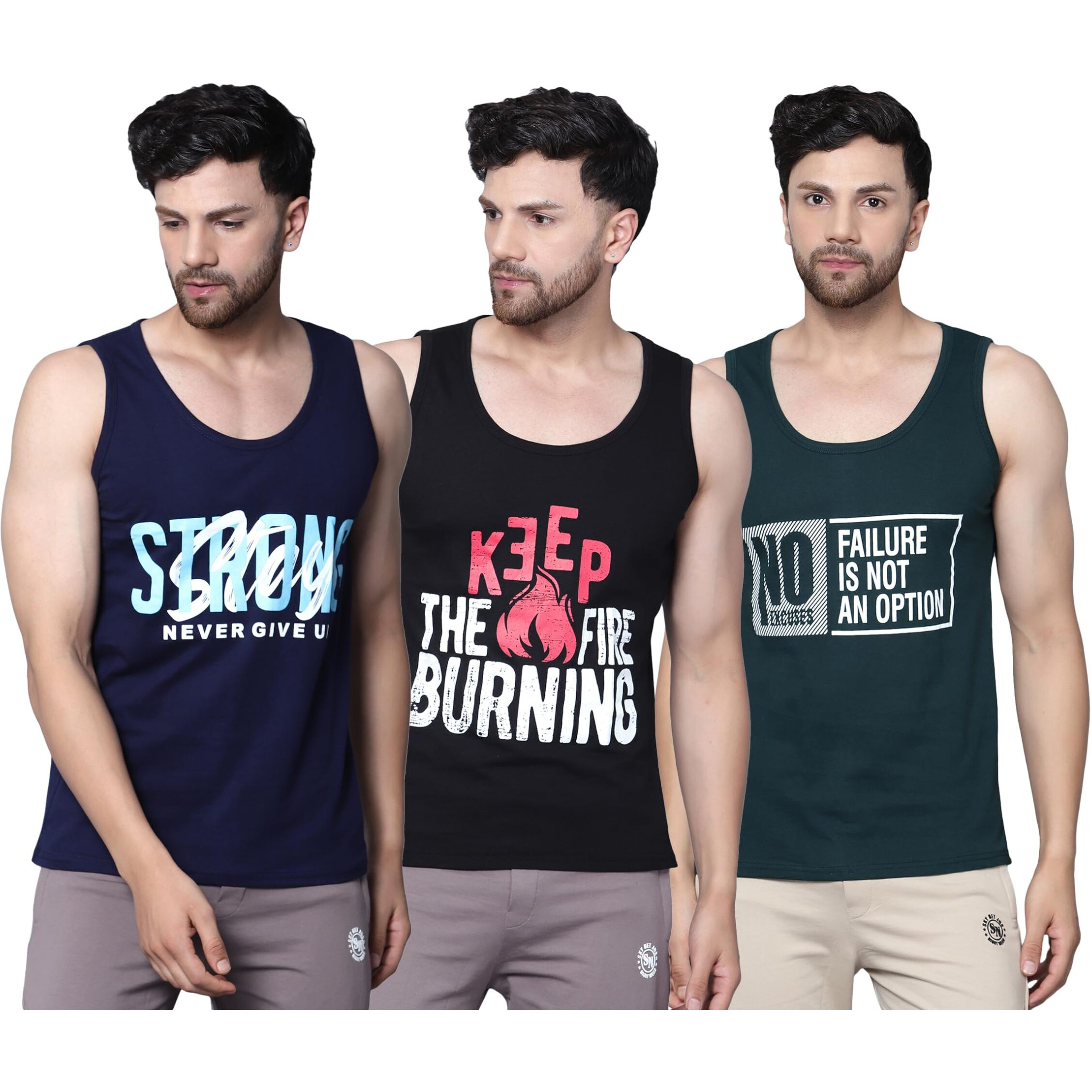 Teex Designer Men Vest Versatile Cotton Sando/Baniyan/Ganji For Boys - Perfect For Gym Workouts, Vacations, And Beaches (In, Alpha, L, Regular, Black, Bottle Green, Navy Blue)