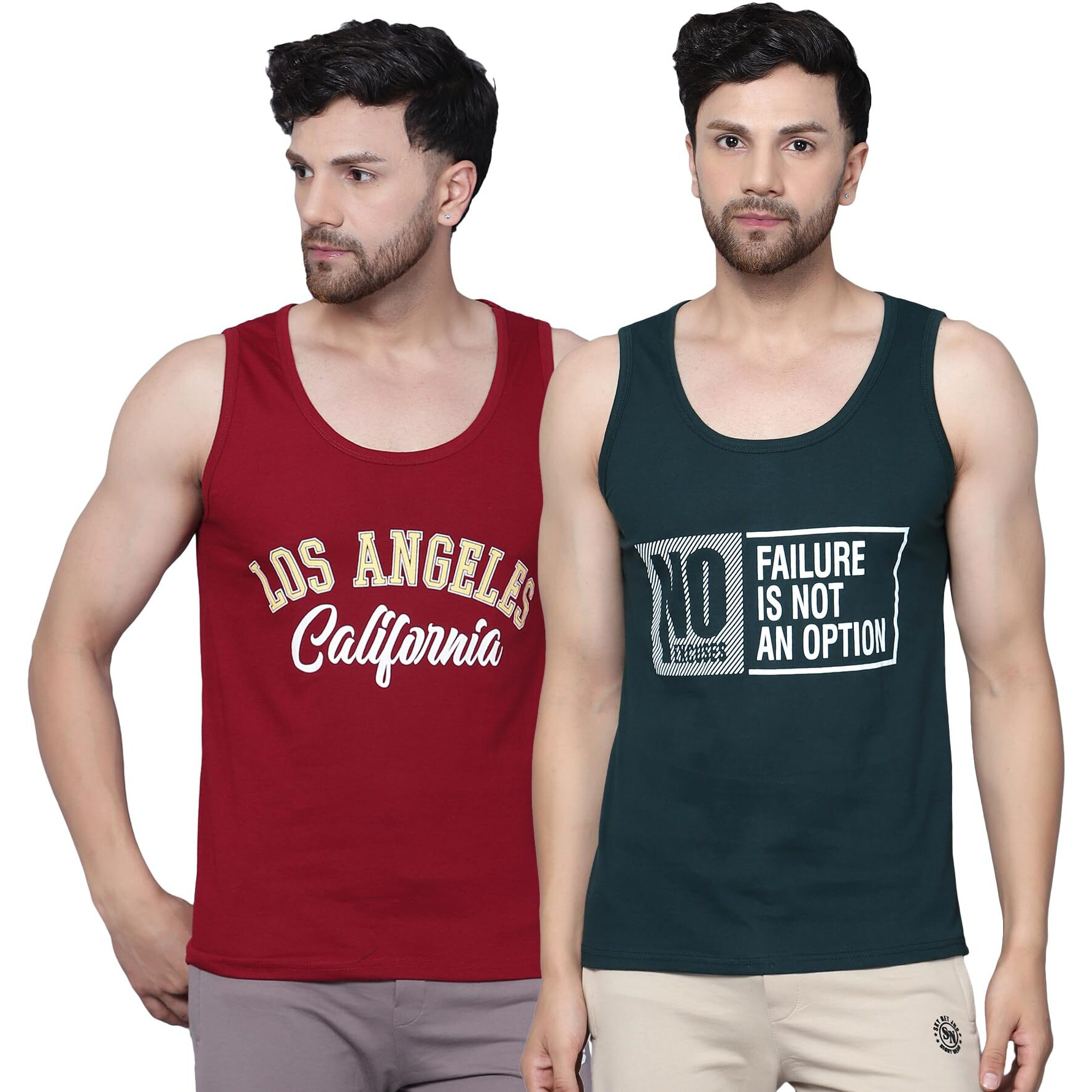 Designer Men Vest Versatile Cotton Sando/Baniyan/Ganji For Boys - Perfect For Gym Workouts, Vacations, And Beaches (In, Alpha, Xl, Regular, Bottle Green, Maroon)