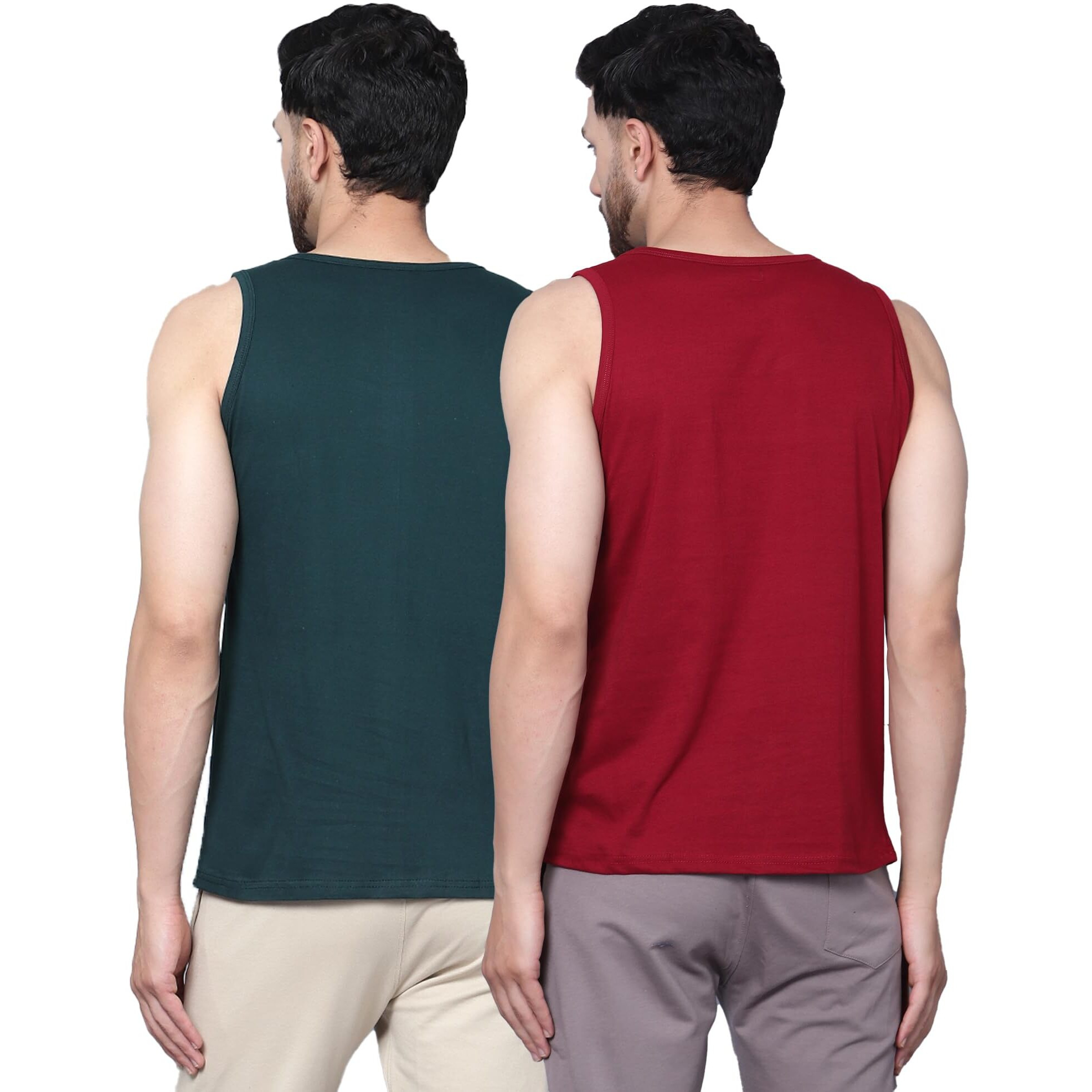 Designer Men Vest Versatile Cotton Sando/Baniyan/Ganji For Boys - Perfect For Gym Workouts, Vacations, And Beaches (In, Alpha, Xl, Regular, Bottle Green, Maroon)