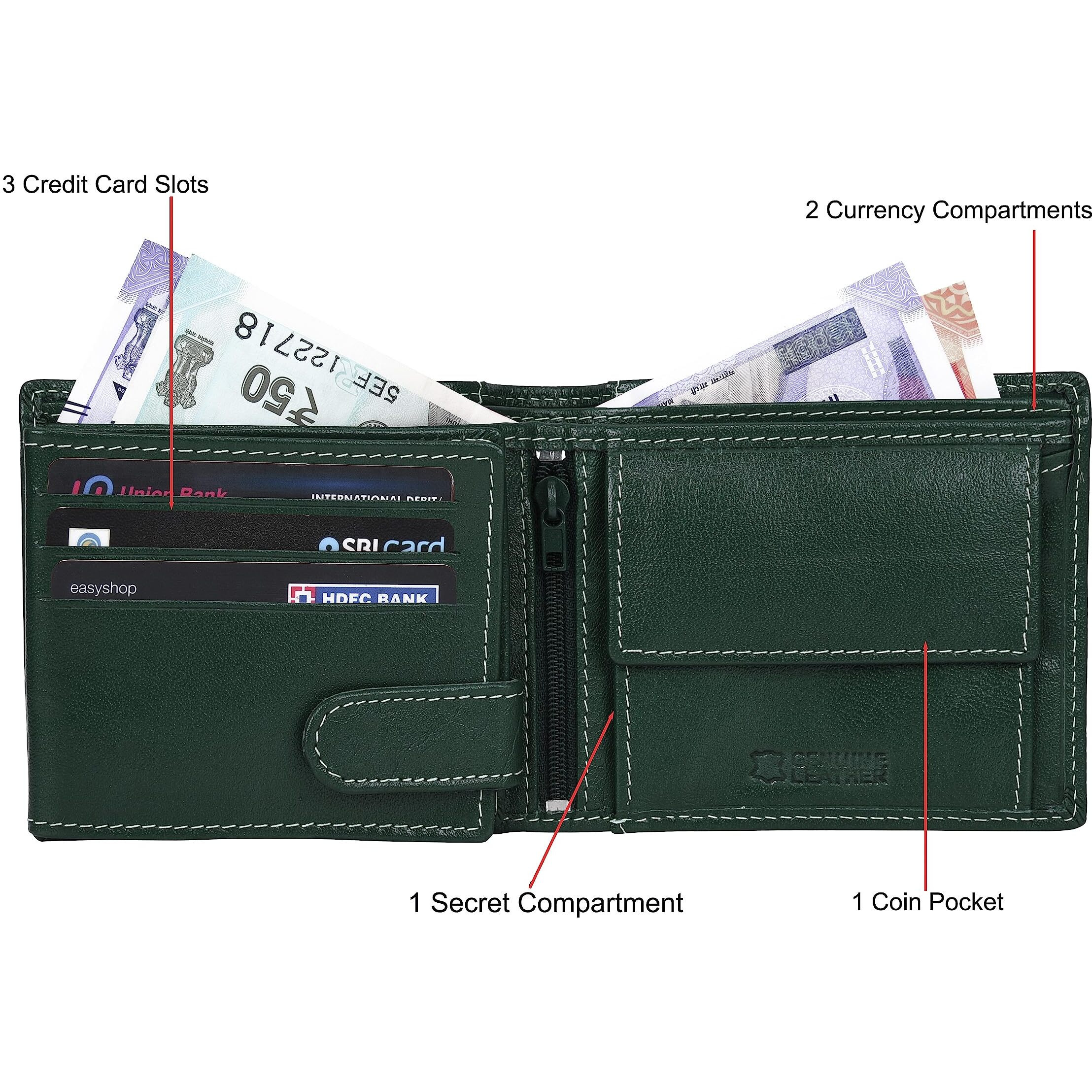 Urban Forest Oliver Aniline Green Leather Wallet For Men