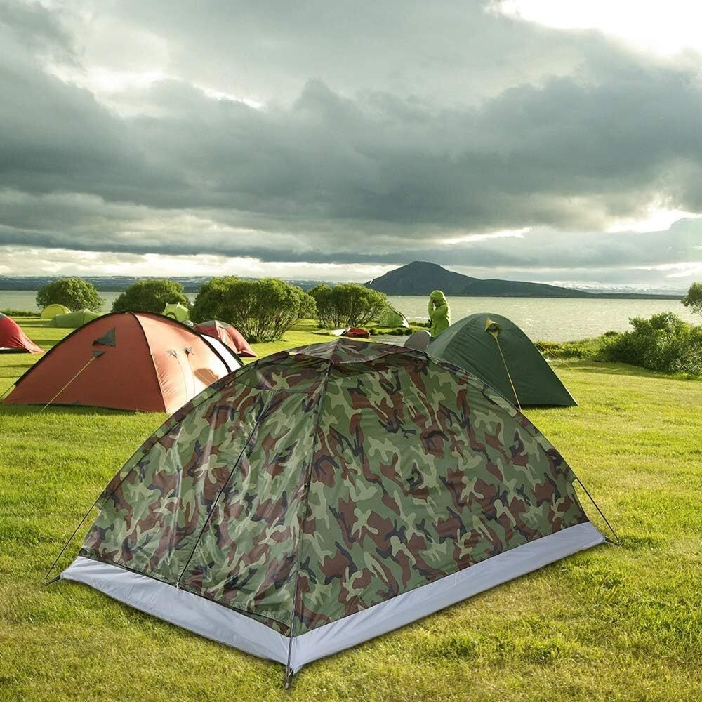 Niyam Polyester Portable Foldable Military Picnic Camping Waterproof 2/4 Person Dome Tent (Army Green) (2 Person)