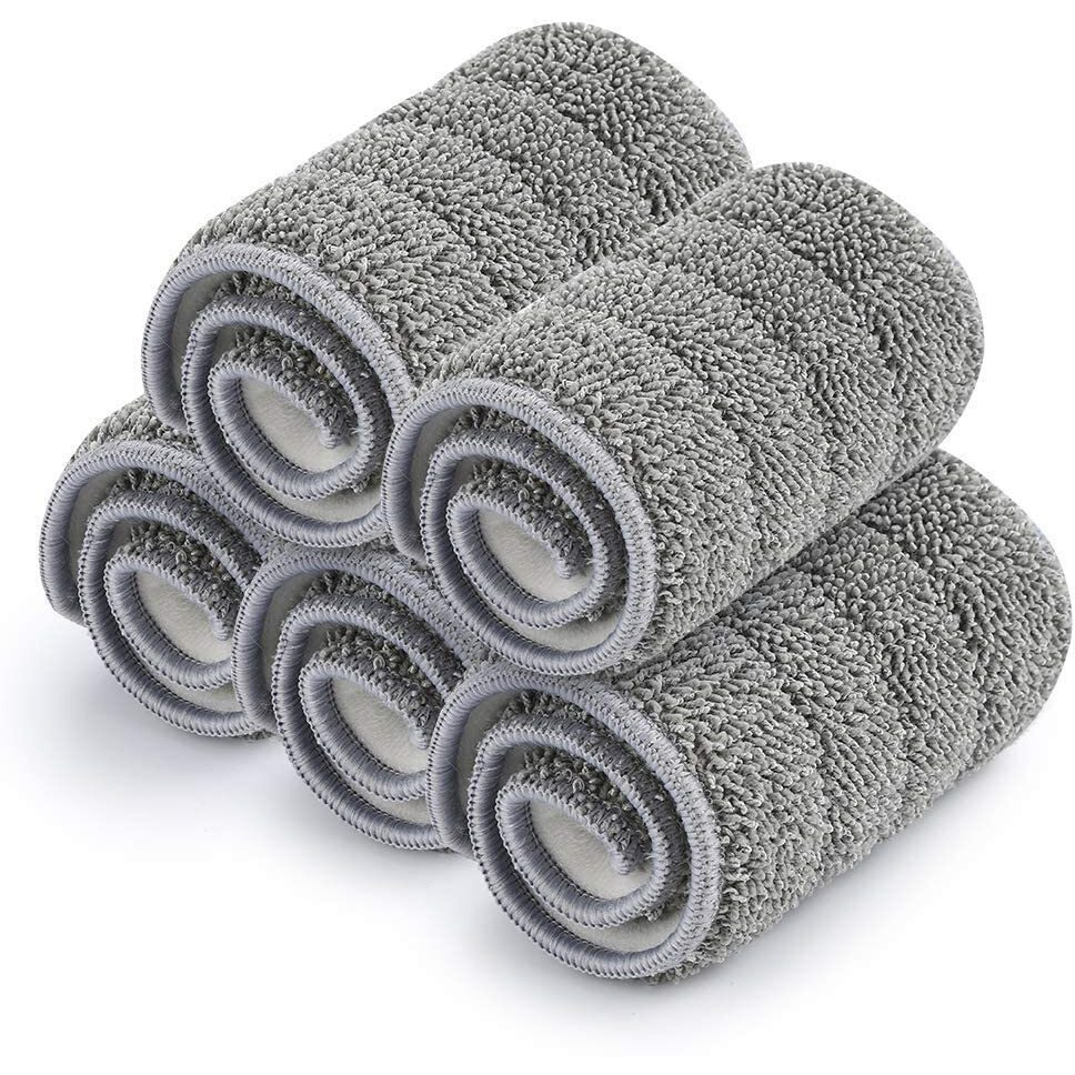 Home Cube 5 Pc Flat Mop Head Refill Replacement Microfiber Mop Pads For Wet & Dry Mops Floor Cleaning Pads - (33X12Cm)