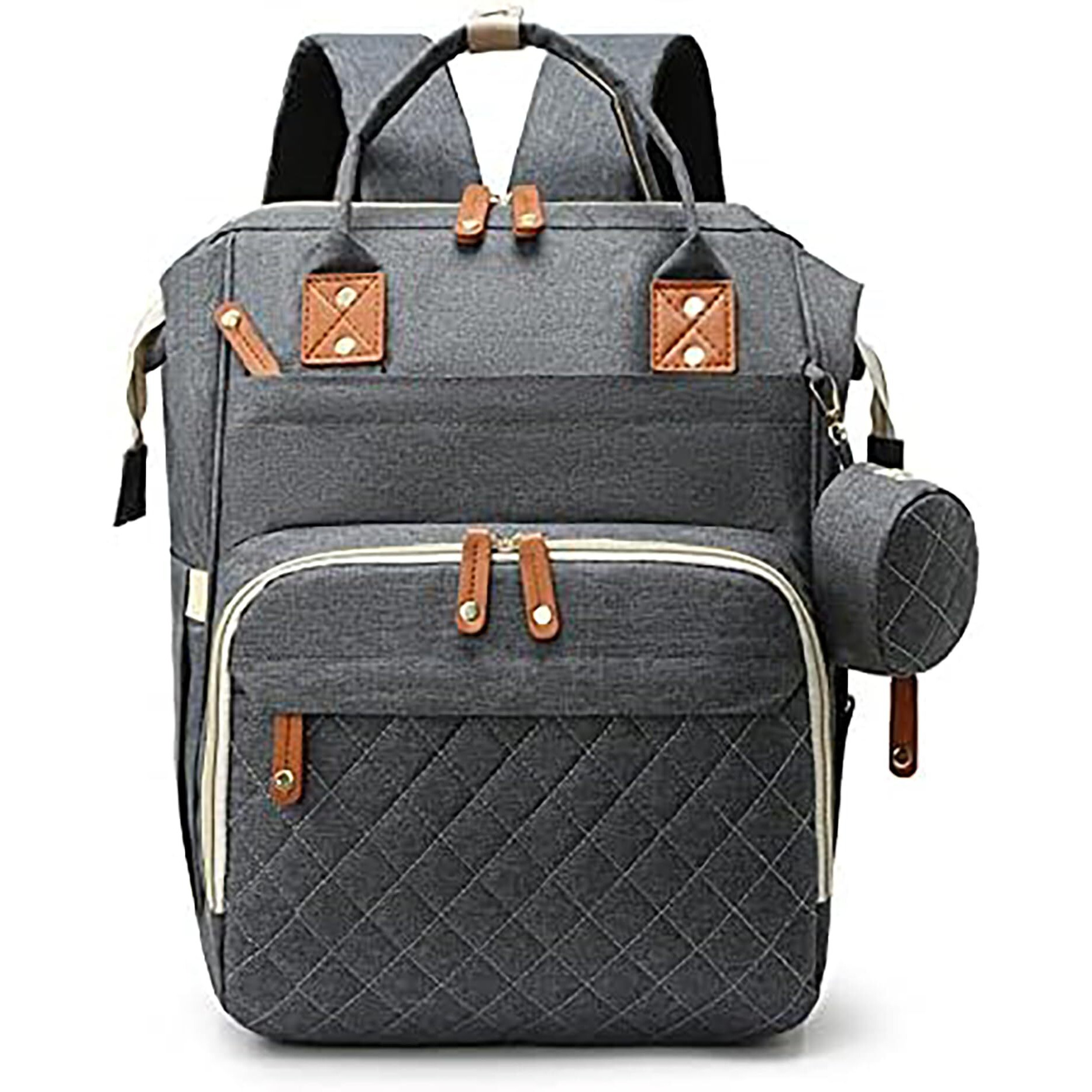 House Of Quirk Diaper Bag Maternity Backpack, Baby Girl Boy Diaper Bag For Dad Mom With 16 Pockets, Pad, Pacifier Case, Unisex Large Diaper Bag For Travel ((Grey))