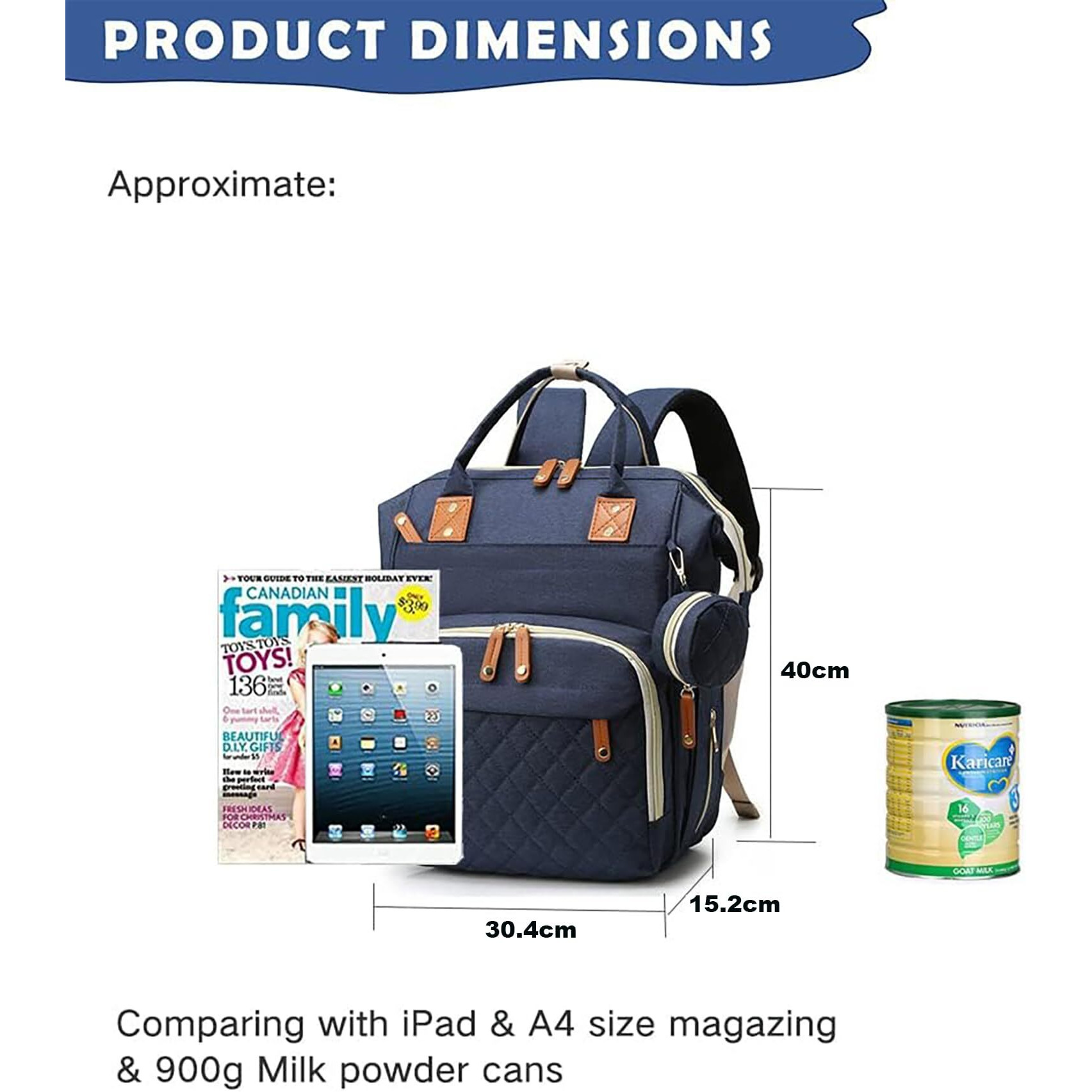 House Of Quirk Diaper Bag Maternity Backpack, Baby Girl Boy Diaper Bag For Dad Mom With 16 Pockets, Pad, Pacifier Case, Unisex Large Diaper Bag For Travel ((Dark Blue))