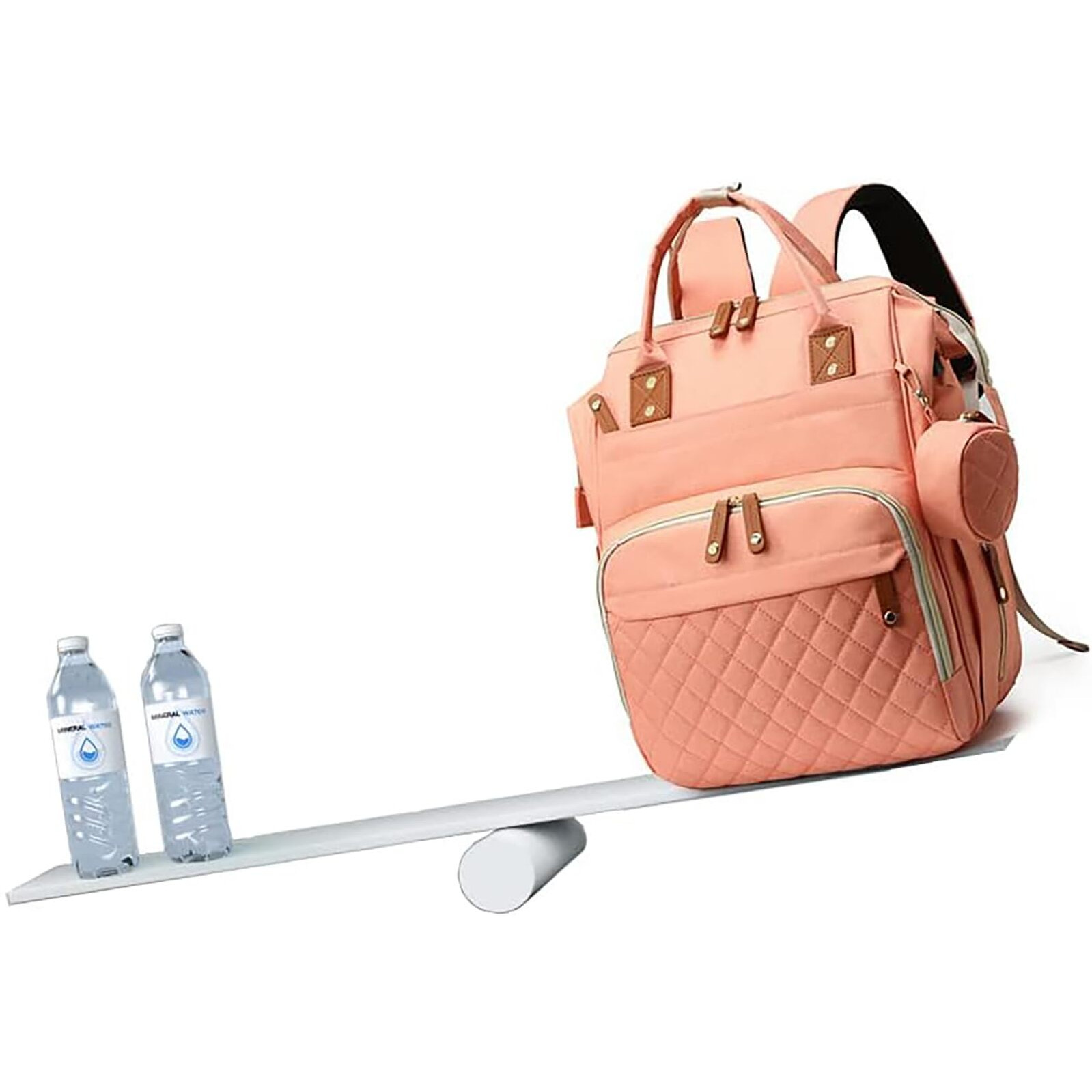 House Of Quirk Diaper Bag Maternity Backpack, Baby Girl Boy Diaper Bag For Dad Mom With 16 Pockets, Pad, Pacifier Case, Unisex Large Diaper Bag For Travel ((Pink))
