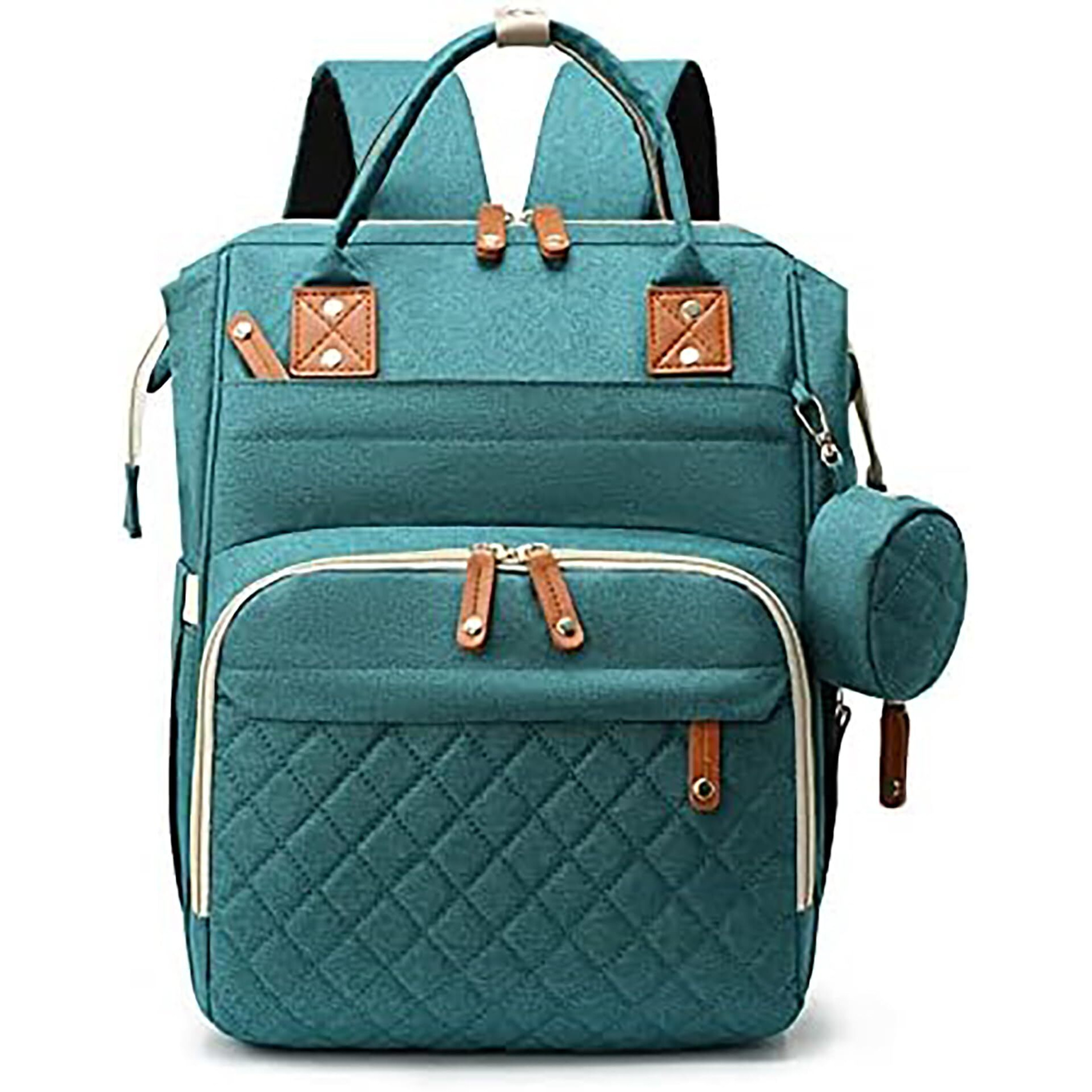 House Of Quirk Diaper Bag Maternity Standard Backpack, Baby Girl Boy Diaper Bag For Dad Mom With 16 Pockets, Pacifier Case,For Travel (Green)