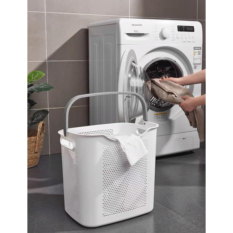 Homestrap Laundry Magic Mover /2 Layer Laundry Basket With Wheels/Storage Basket/Household Kitchen Shelf (White) Plastic