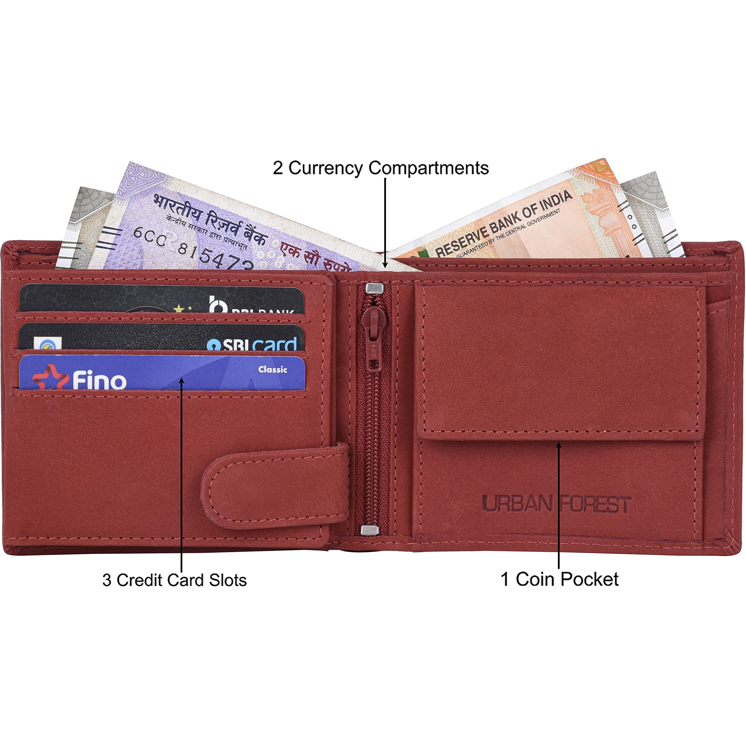 Urban Forest Zeus Vintage Red Leather Wallet For Men