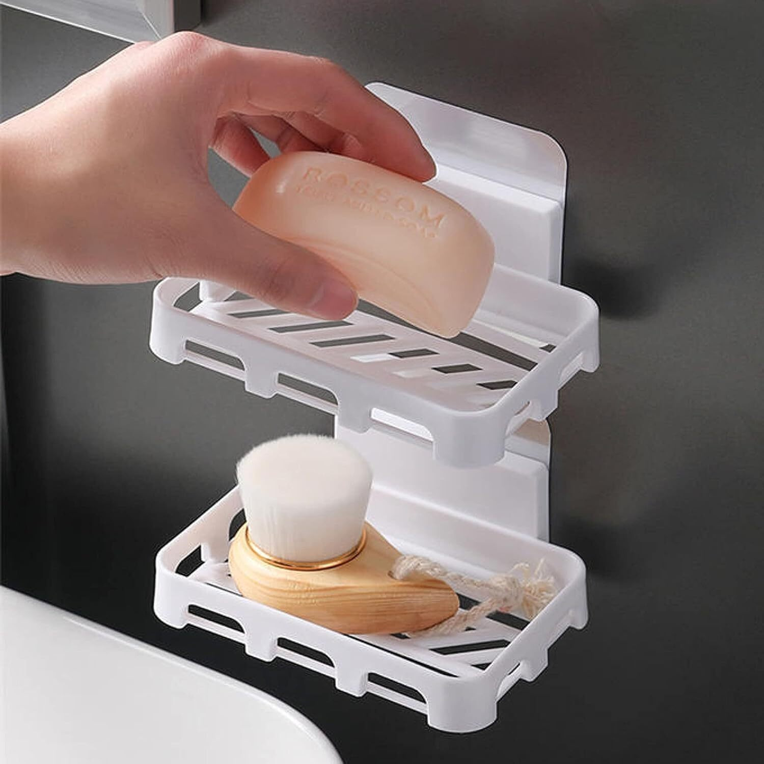 Arawaza Soap Holder For Bathroom,2 Pack Soap Case,Bathroom Accessories Bathroom Shower Shelf Without Drilling,Bathroom Shelf And Bathroom Cabinet,Bathroom Rack,Plastic,White