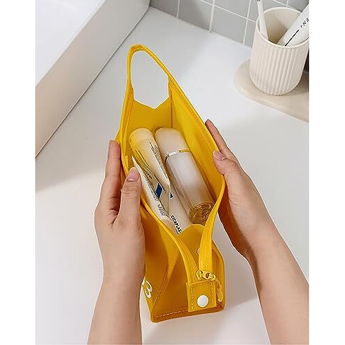 House Of Quirk Toiletry Bag For Women Travel Macaron Jelly Toiletry Bag Travel Makeup Bag Hanging Toiletry Bag For Men Toiletry Bags (Yellow)
