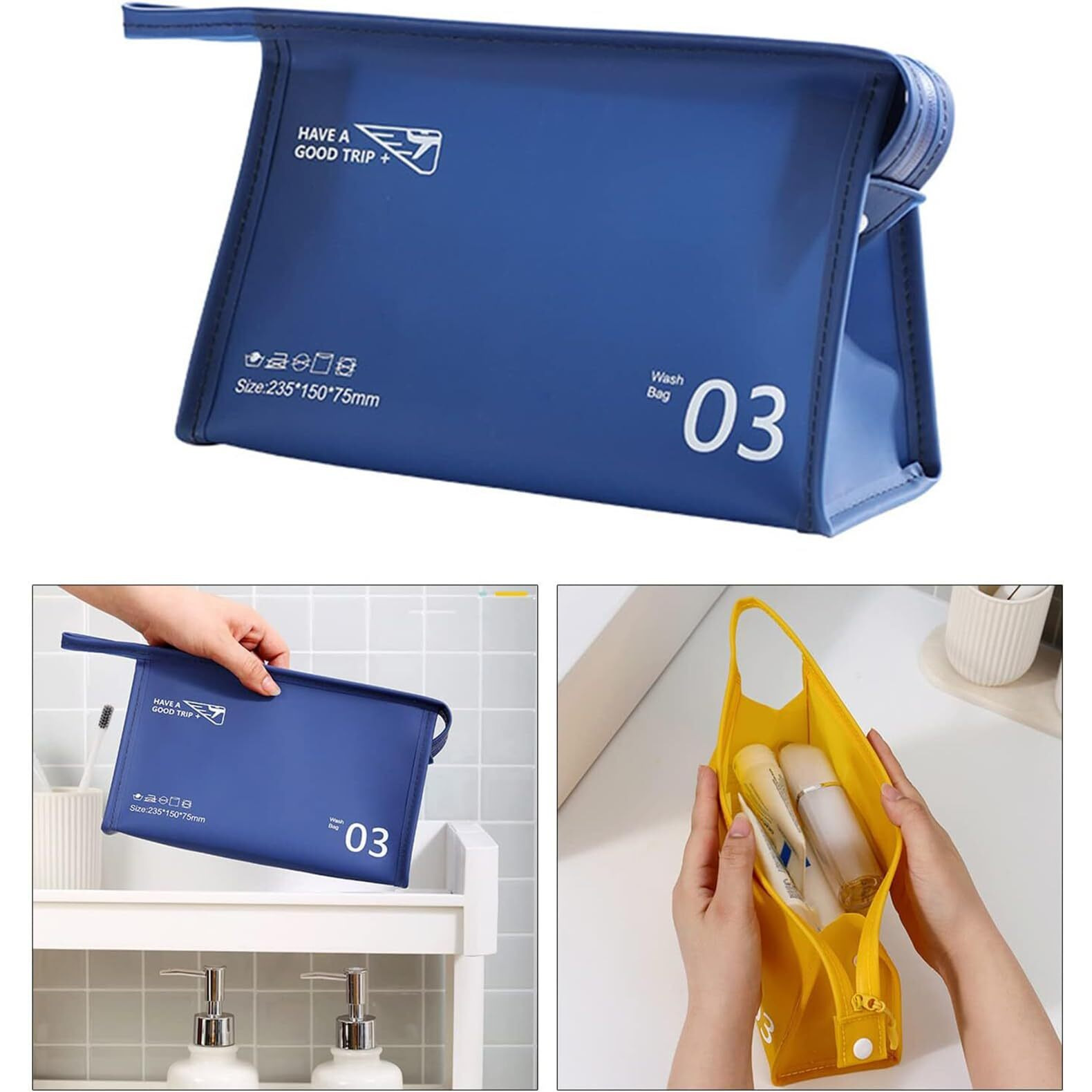 House Of Quirk Toiletry Bag For Women Travel Macaron Jelly Toiletry Bag Travel Makeup Bag Hanging Toiletry Bag For Men Toiletry Bags (Dark Blue, 7.5 Cm, L)