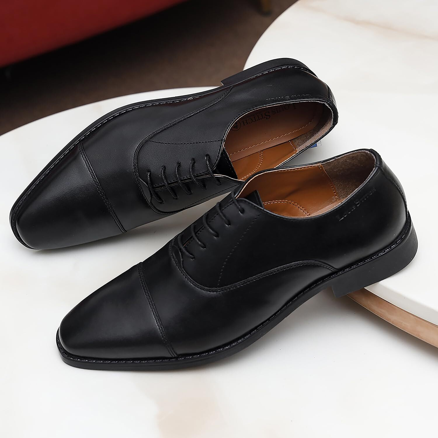 Louis Stitch Formal Lace Up Shoes For Men | Handcrafted Italian Leather Mens Derby Shoes | Black | Rxct | Uk Size 6