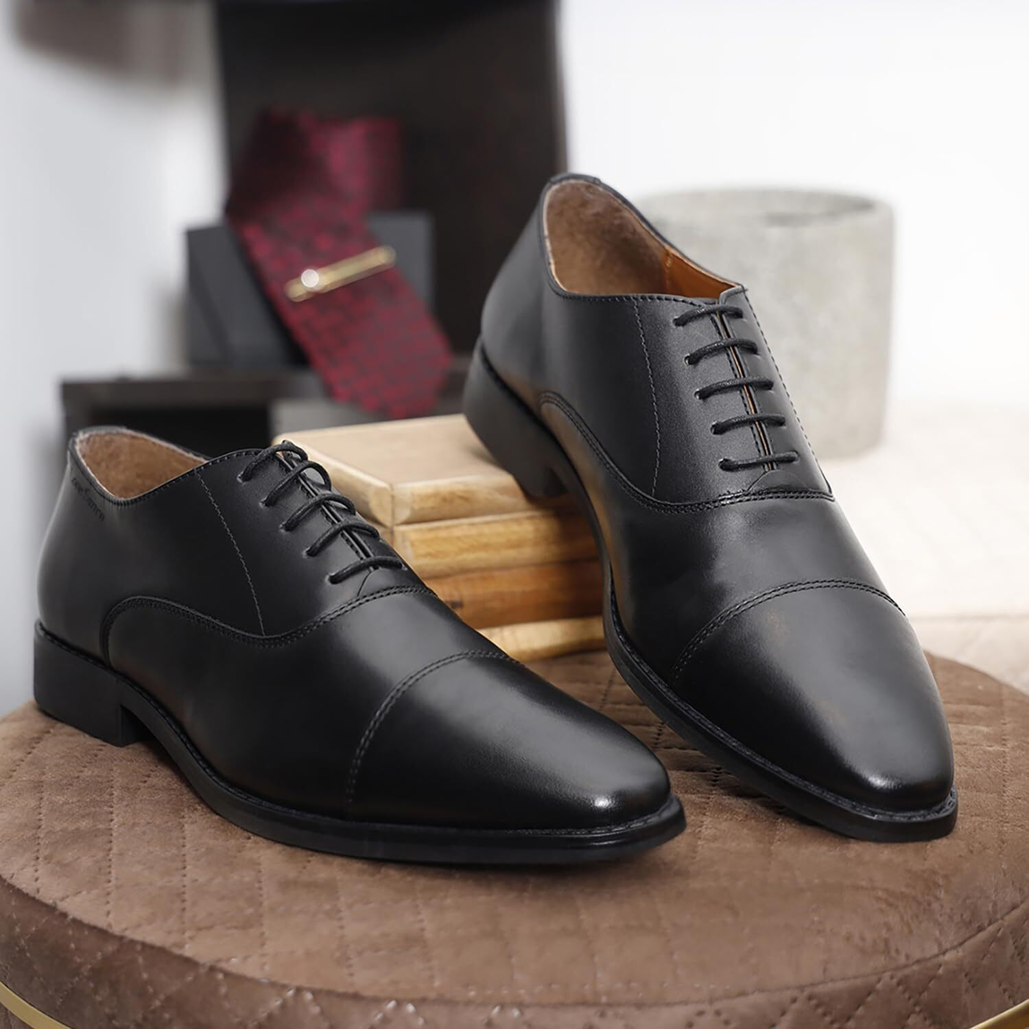 Louis Stitch Formal Lace Up Shoes For Men | Handcrafted Italian Leather Mens Derby Shoes | Black | Rxct | Uk Size 6