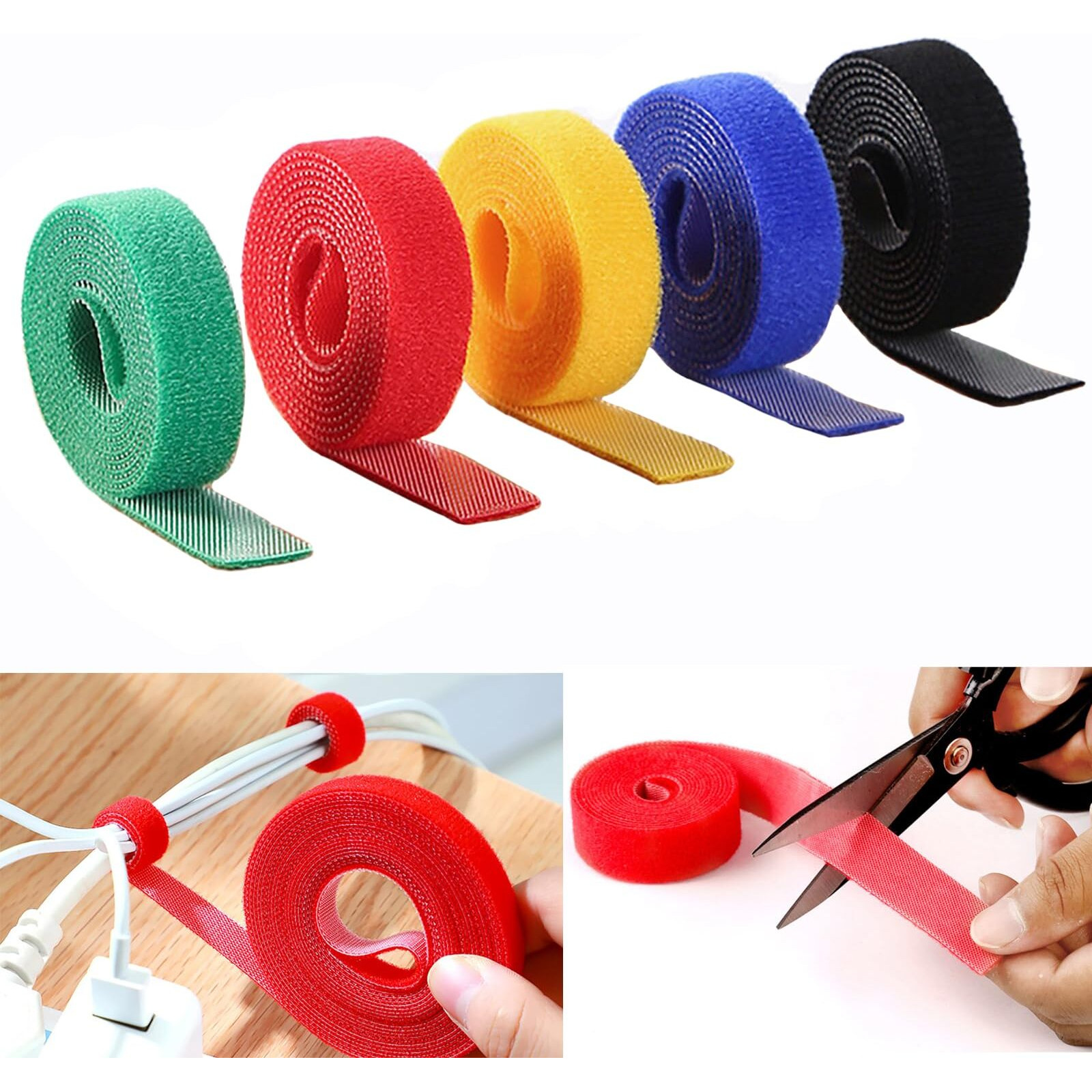 Bowiemall Ties Wire Straps 5Pcs Adjustable Cord Cable Organizer 1 Meter Data Strap Tie Cords For Home Office Desk Accessories
