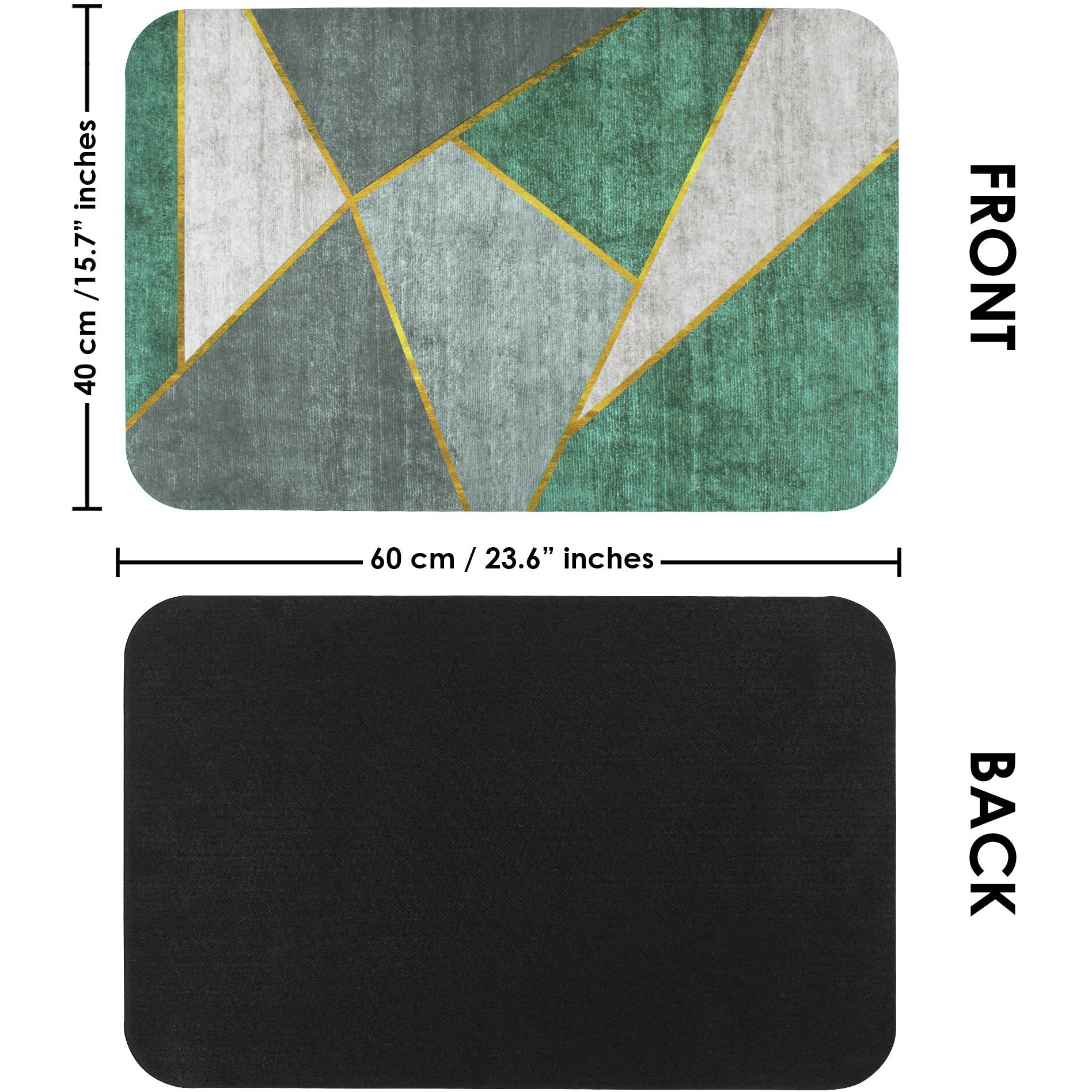 Story@Home Bathroom Mat Set Of 1, Anti-Skid Nappa Leather Bathroom Mats Water Soak, 60X40 Cm, Green Geometric Design, Kitchen Accessories Items For Home & Bathroom, Perfect Home Decor Items For Hall