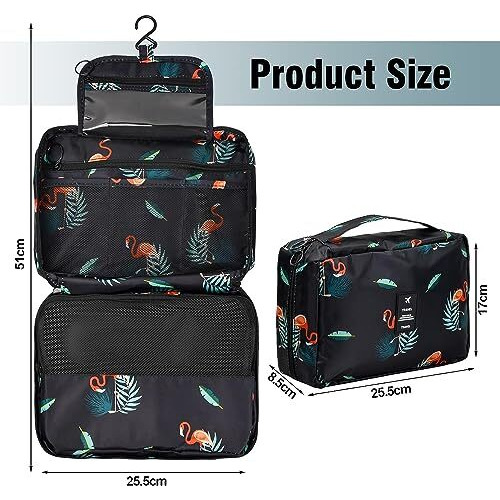 Petrice Toiletry Bag, Travel Kit, Toiletry Bag For Women, Travel Kit For Women, Travelling Bag For Women, Travel Essentials For Women, Accessories Organizer For Women Black 25X10X18 Cm