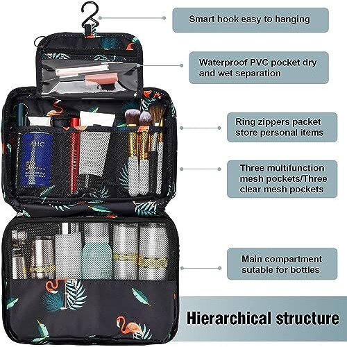 Petrice Toiletry Bag, Travel Kit, Toiletry Bag For Women, Travel Kit For Women, Travelling Bag For Women, Travel Essentials For Women, Accessories Organizer For Women Black 25X10X18 Cm
