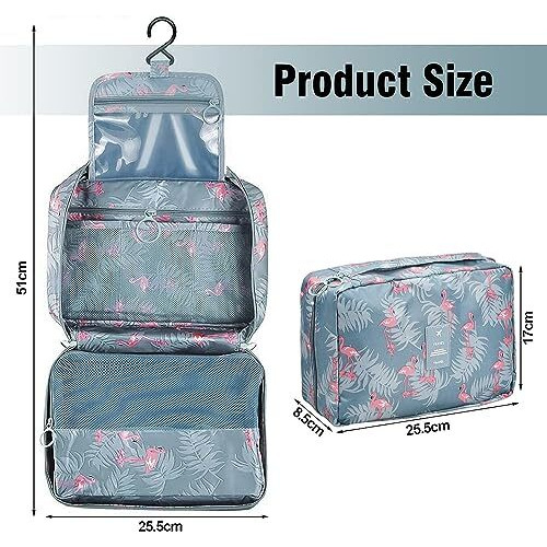 Petrice Toiletry Bag, Travel Kit, Toiletry Bag For Women, Travel Kit For Women, Travelling Bag For Women, Travel Essentials For Women, Accessories Organizer For Women Blue 25X10X18 Cm
