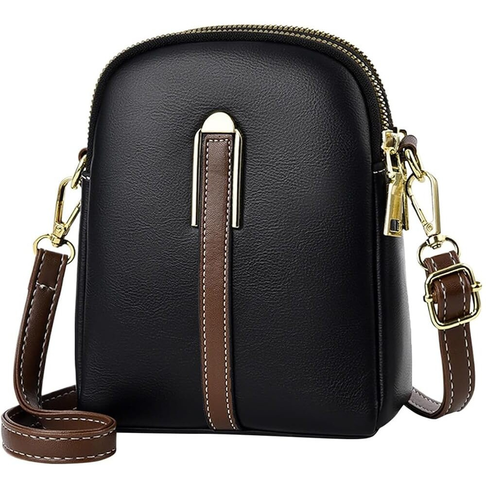 Palay Sling Bag Stylish Pu Women Crossbody Phone Bag Double Layer Daily Casual Shoulder Bag With Detachable Belt & Zipper Pouch Gift For Mother's Day Gift