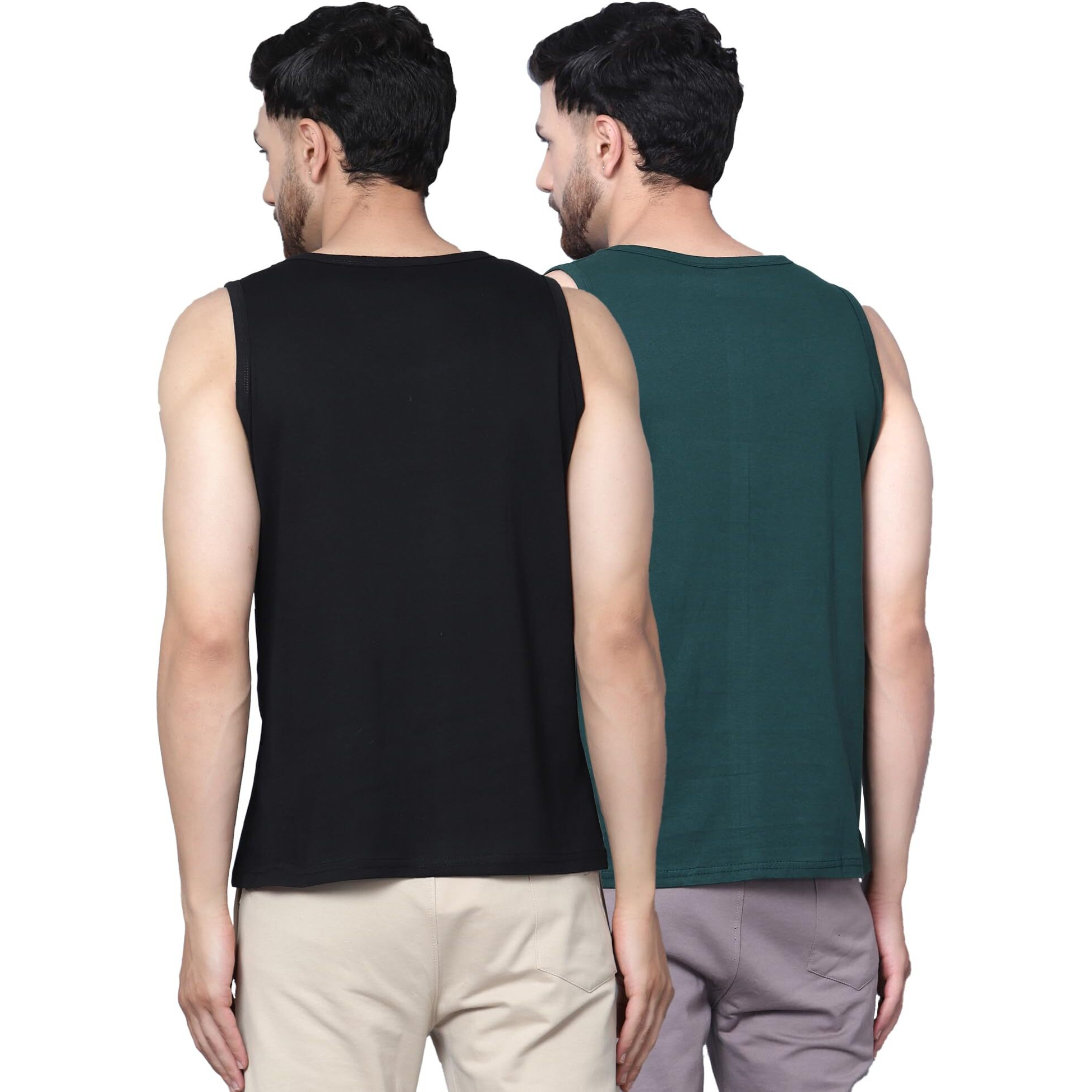 Designer Men Vest Versatile Cotton Sando/Baniyan/Ganji For Boys - Perfect For Gym Workouts, Vacations, And Beaches (In, Alpha, Xl, Regular, Bottle Green, Black)
