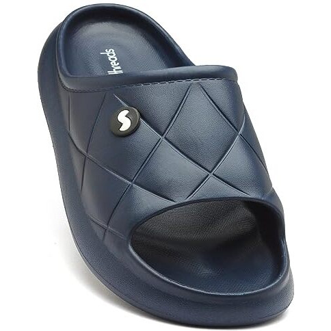Dribble Casual Slides| Fashionable| Breathable | Stylish | Lightweight | Anti-Skid | Durable | Superfoam For Ultra Comfort| Technical Utility |Premium Slides For Men Indoor And Outdoor Use | Navy | 6Uk