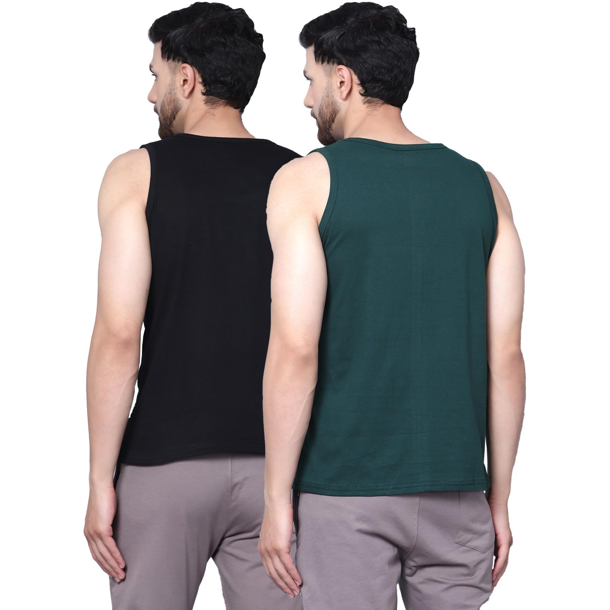Designer Men Vest Versatile Cotton Sando/Baniyan/Ganji For Boys - Perfect For Gym Workouts, Vacations, And Beaches (In, Alpha, Xl, Regular, Black, California Bottle Green)